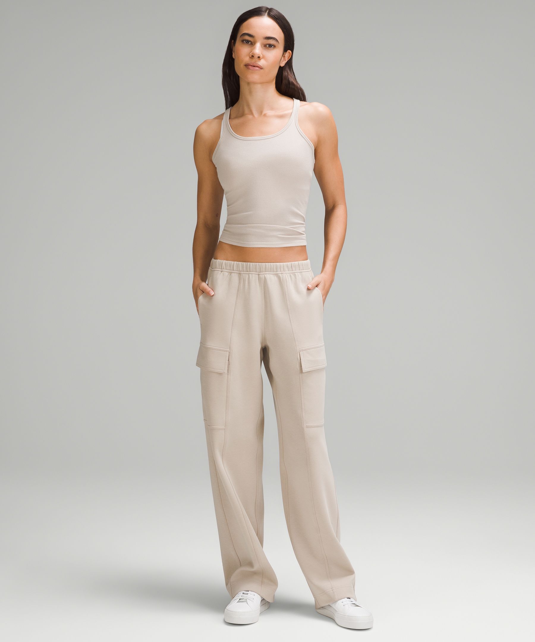 Cotton-Blend Double-Knit Mid-Rise Cargo Pant