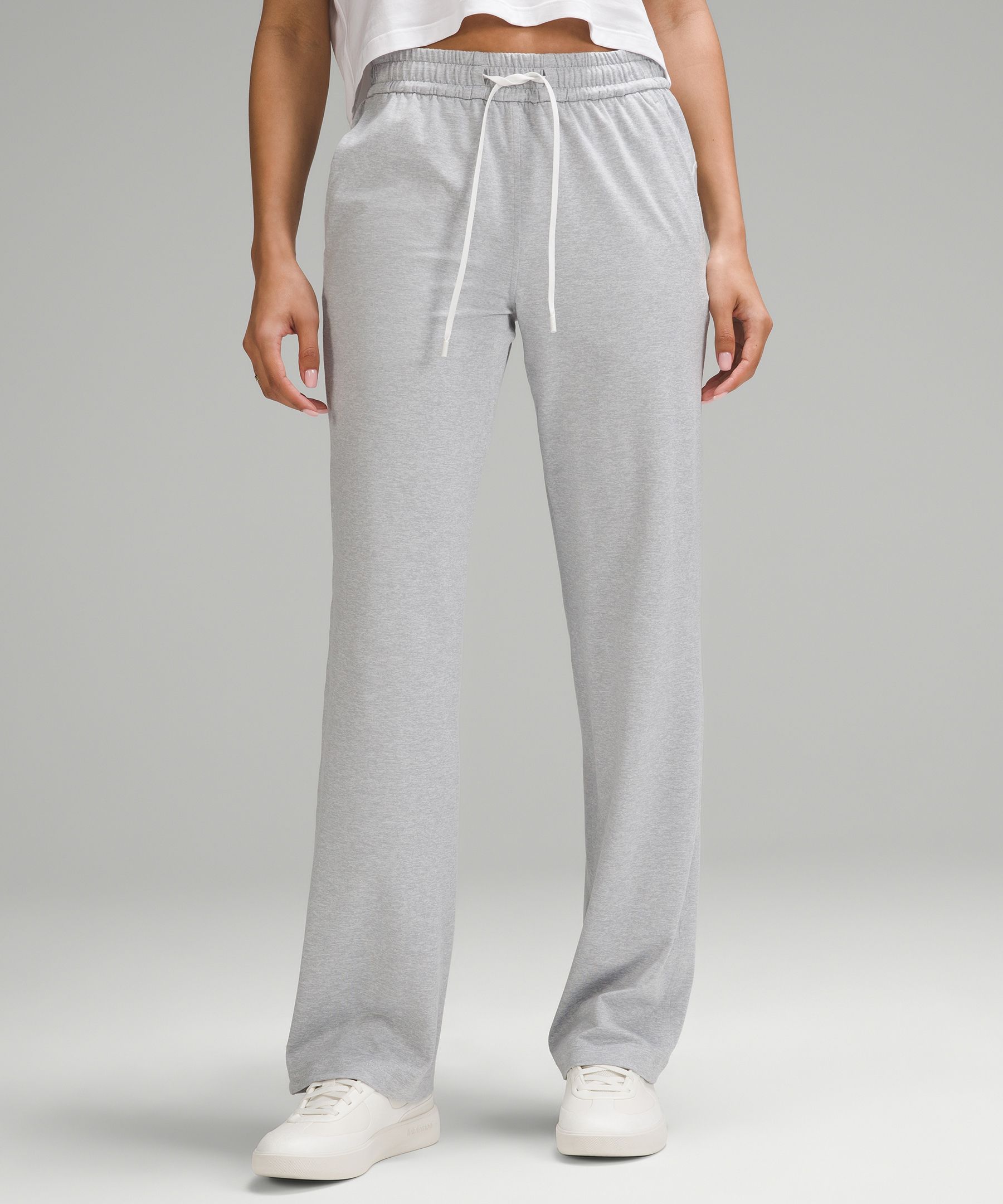 Lululemon Soft Jersey Straight-leg Mid-rise Pants Regular In Gray