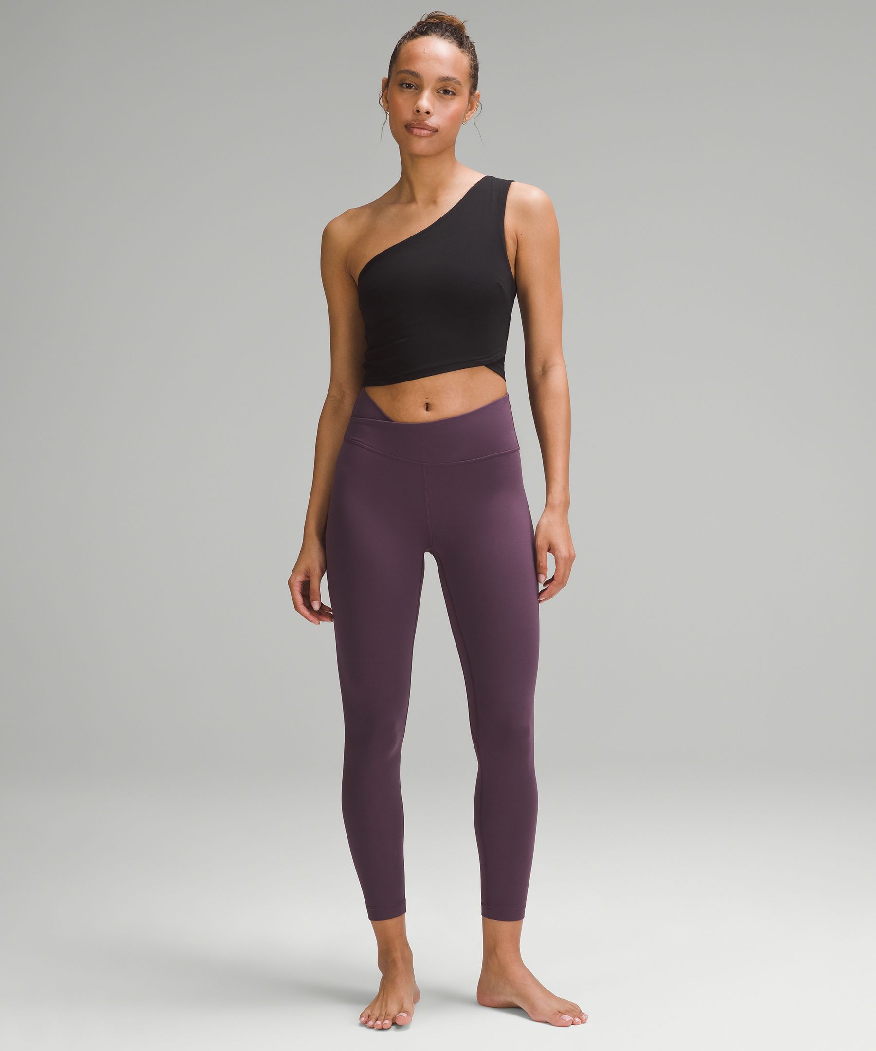 Lululemon Purple Black Stripe Pace Queen Leggings 6 Shorter Inseam - $32 -  From Kimberly