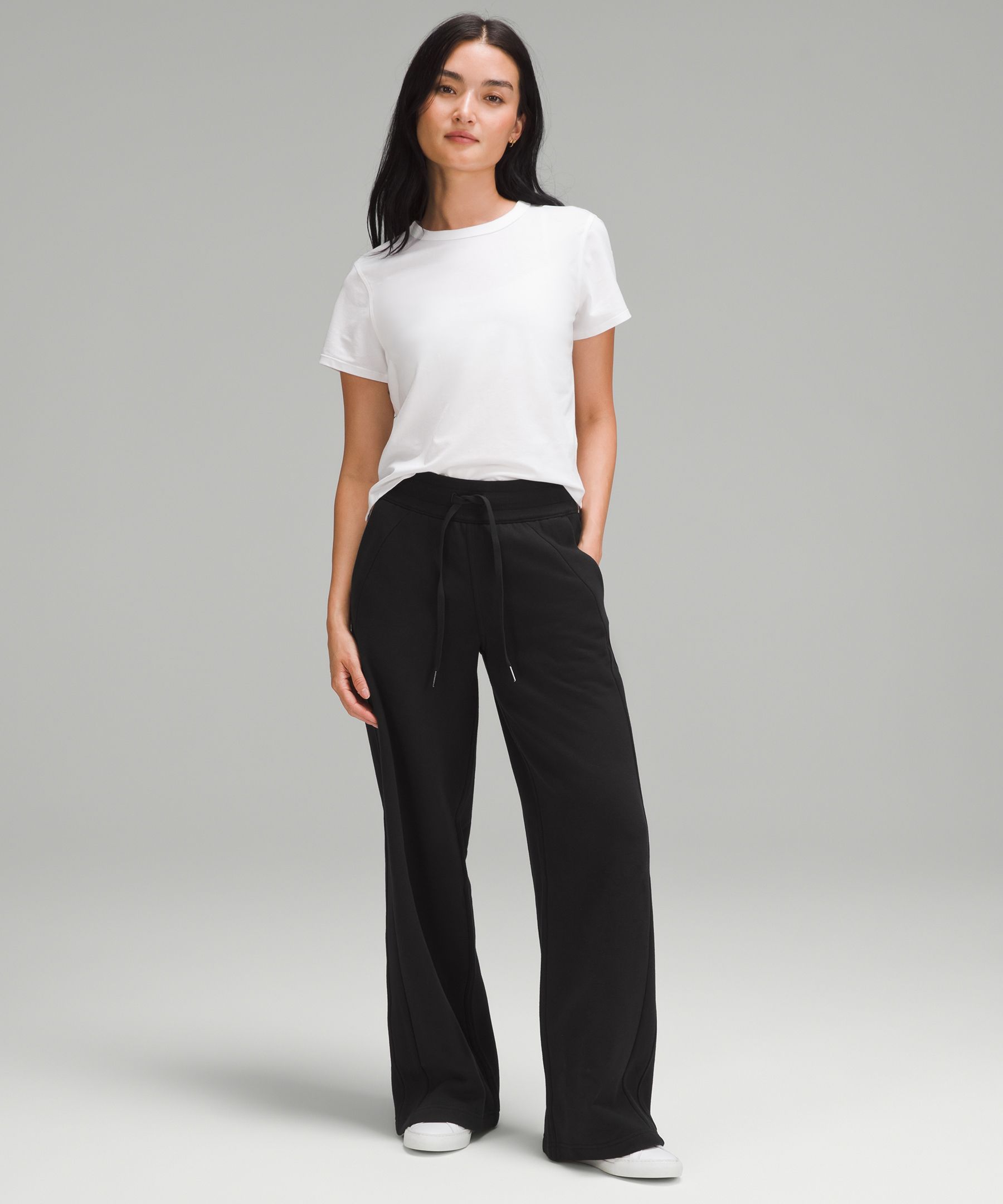 加拿大代购~Lululemon Scuba Mid-Rise Wide-Leg Pant 全长加绒裤-Taobao