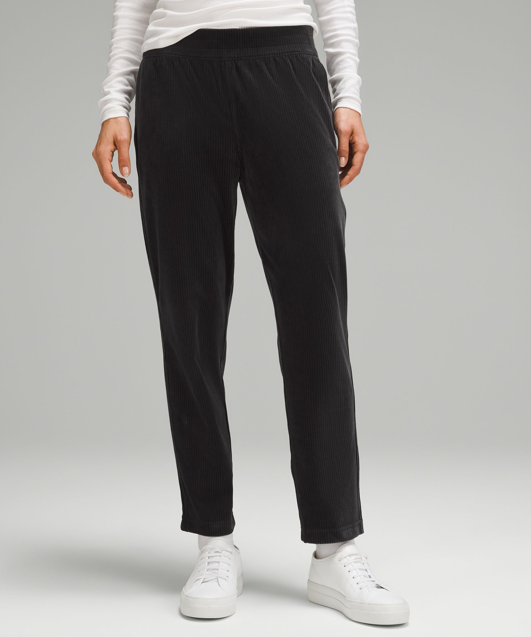 Scuba Mid-Rise Straight-Leg Pant 7/8 Length Velvet Cord, Women's Pants