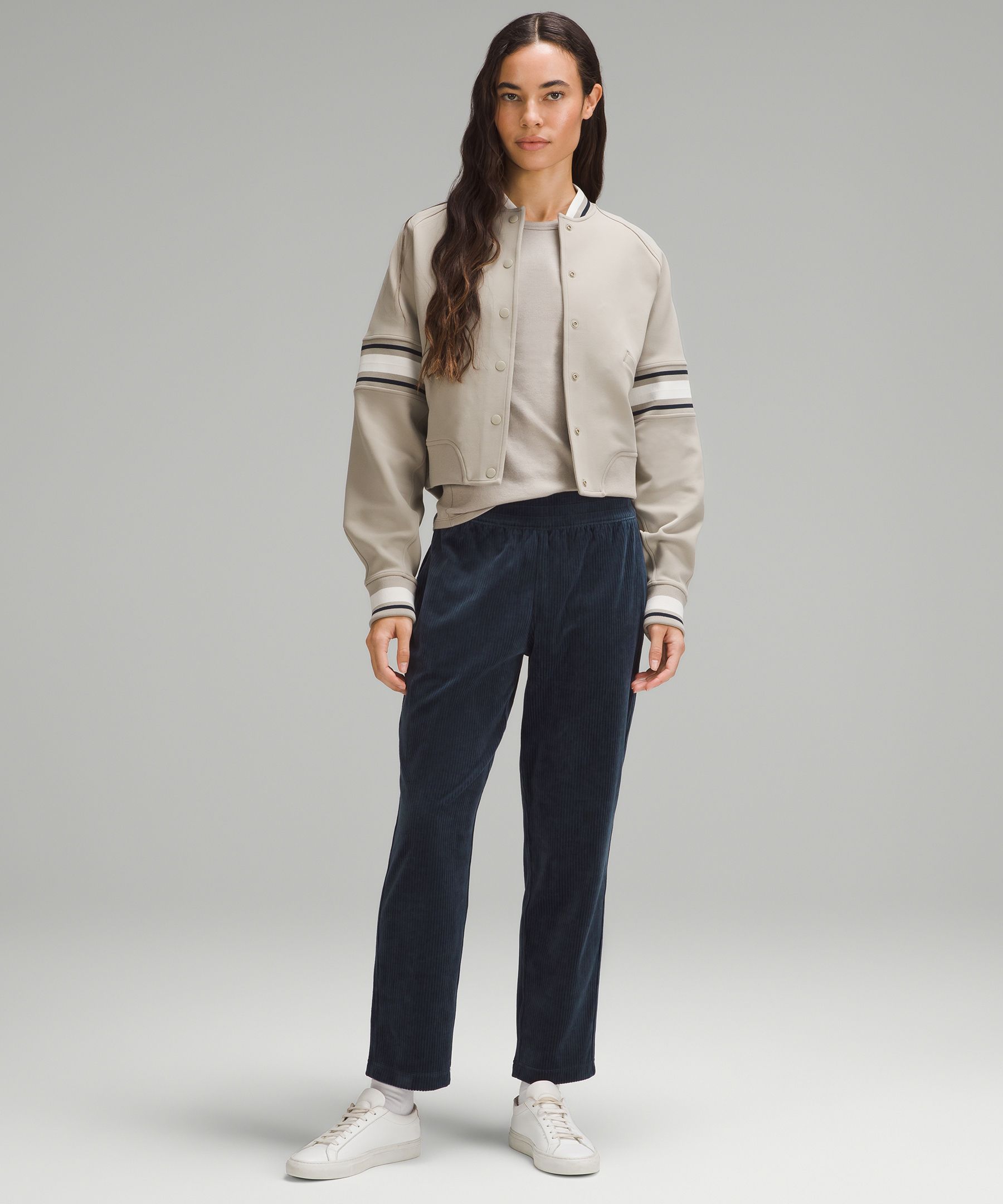 Shop Lululemon Scuba Mid-rise Straight-leg Pants 7/8 Length Velvet Cord
