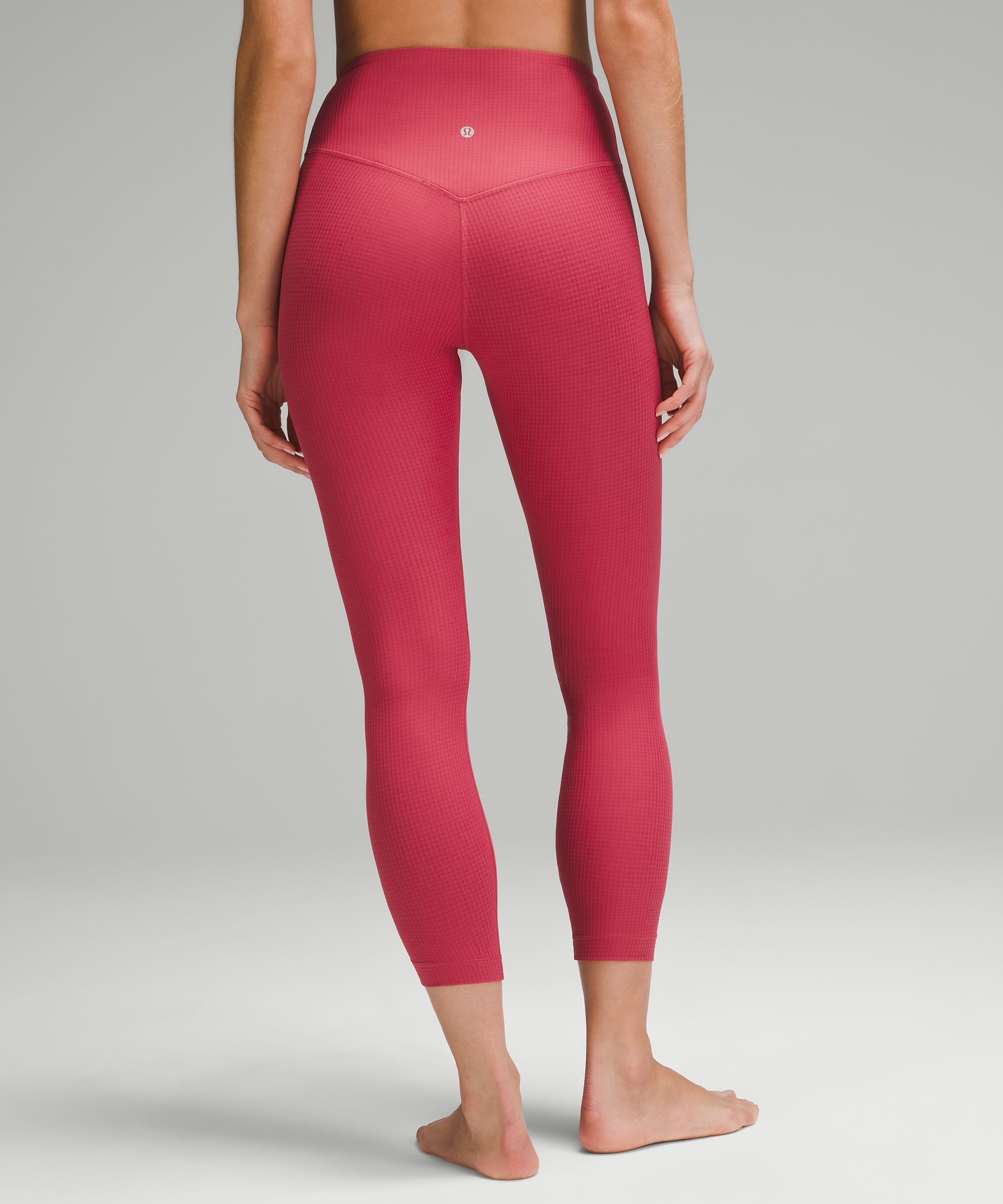Lululemon Reveal Tight Interconnect *25.5 Ruby Red Perforated Yoga Pant 8  RARE