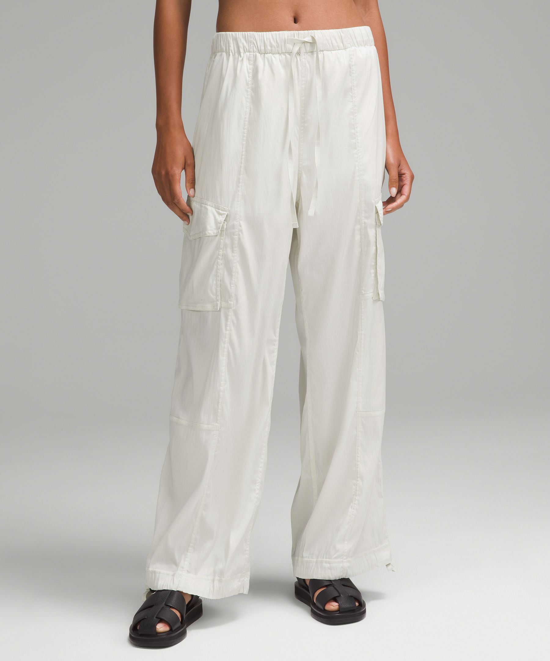 Lightweight Adjustable Mid-Rise Cargo Pant - White,Neutral