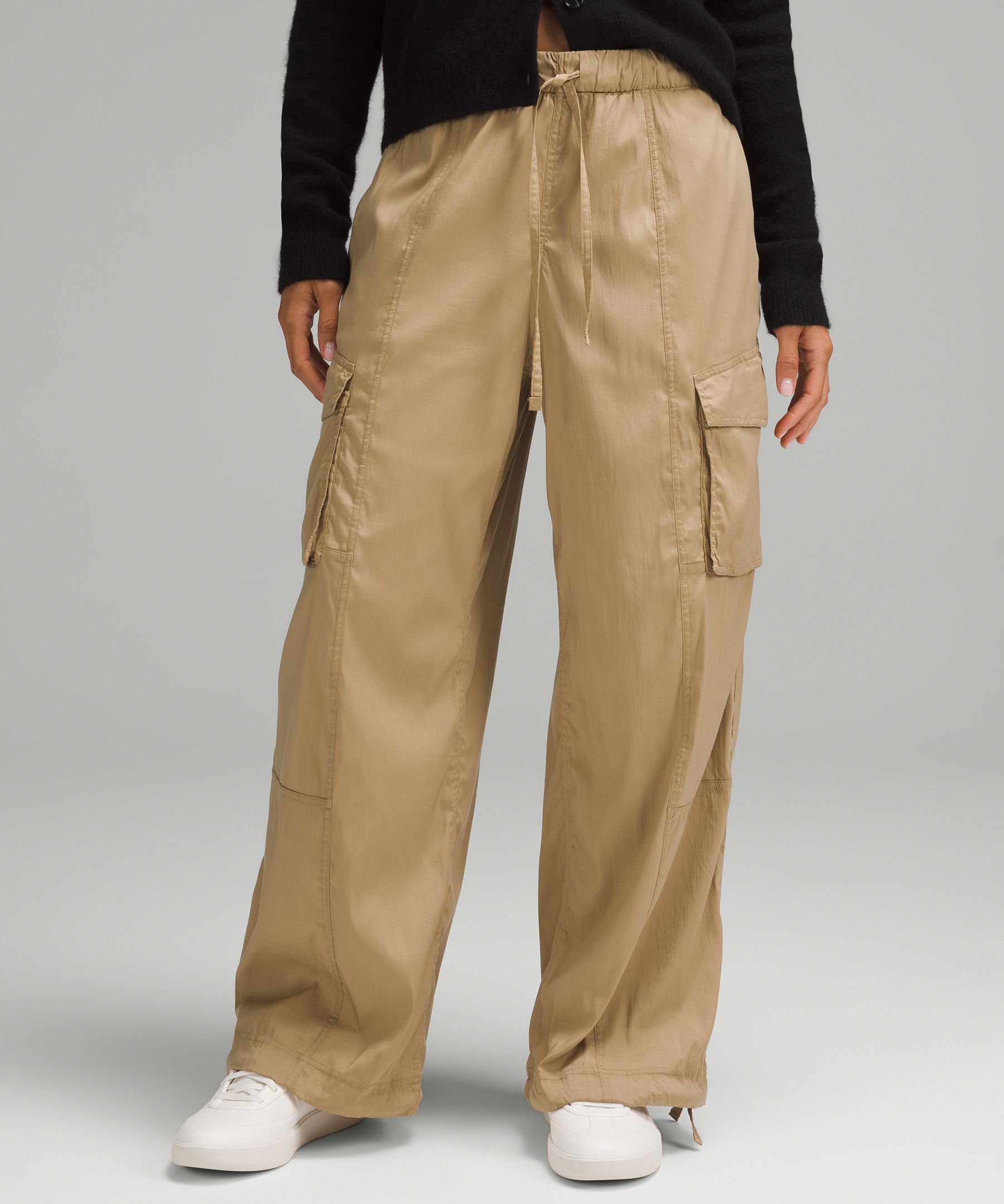 Lightweight Adjustable Mid-Rise Cargo Pant - Brown,Neutral