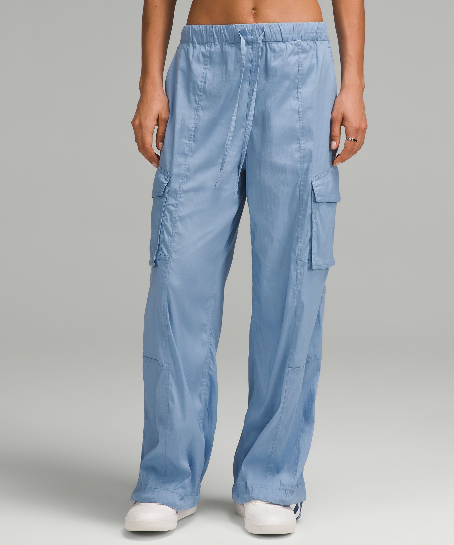 Lightweight Adjustable Mid-Rise Cargo Pant - Blue,Pastel