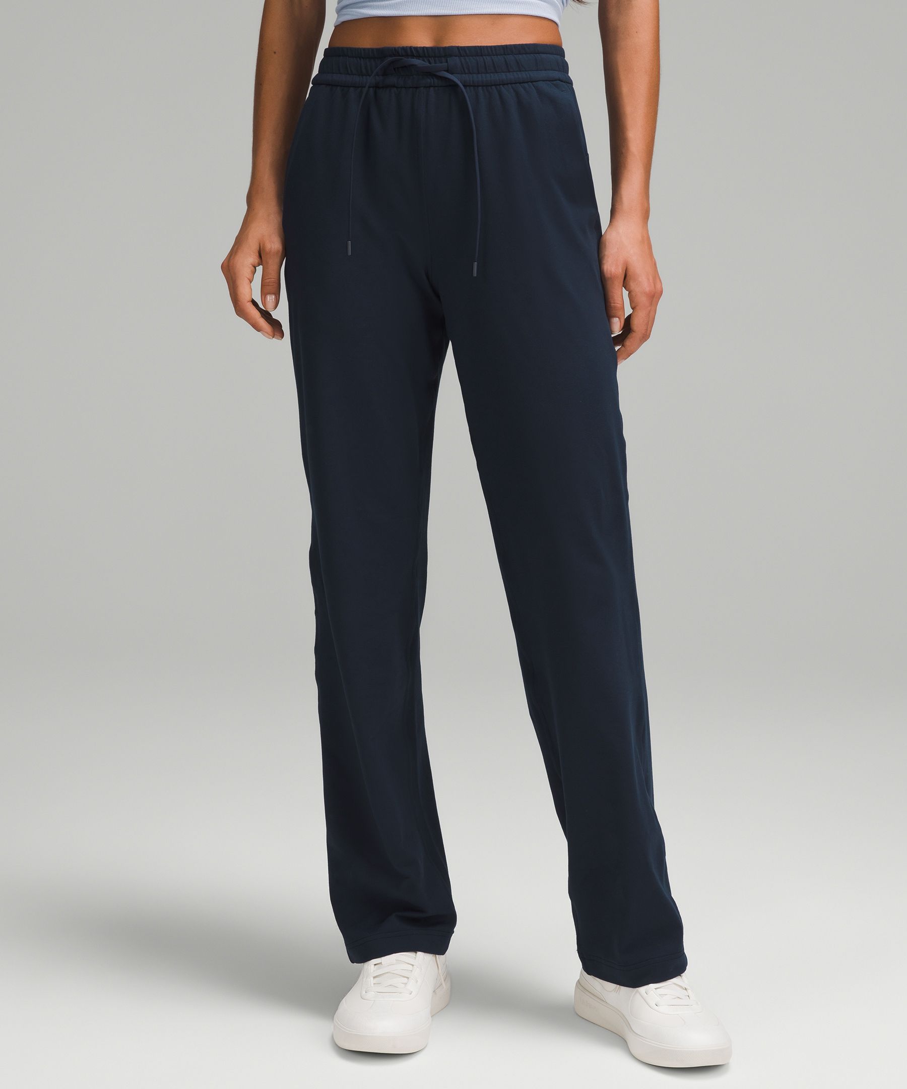 Soft Jersey Straight Leg Mid Rise Pant