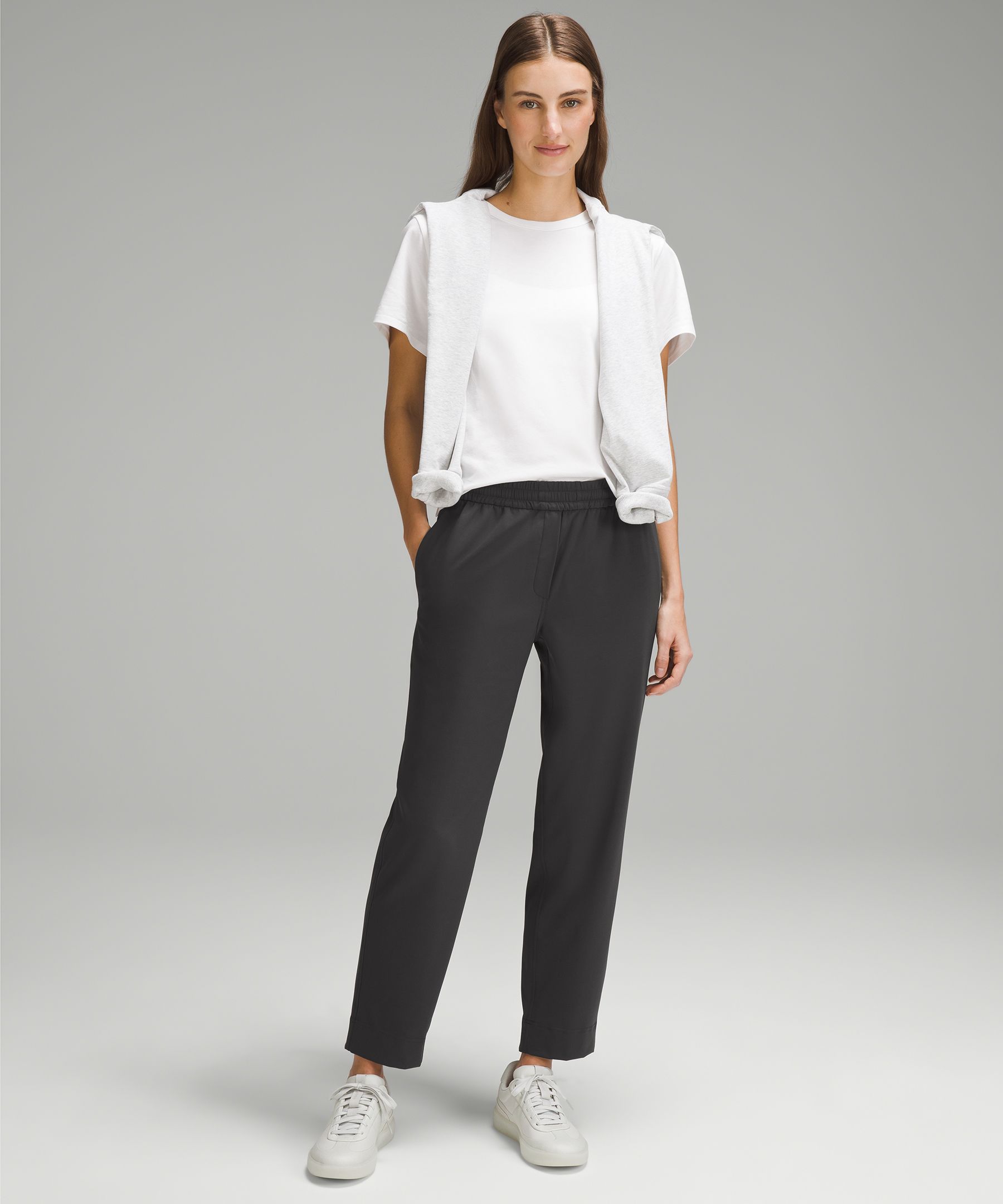 Lululemon Tapered-leg Mid-rise Pants 7/8 Length Luxtreme In Black
