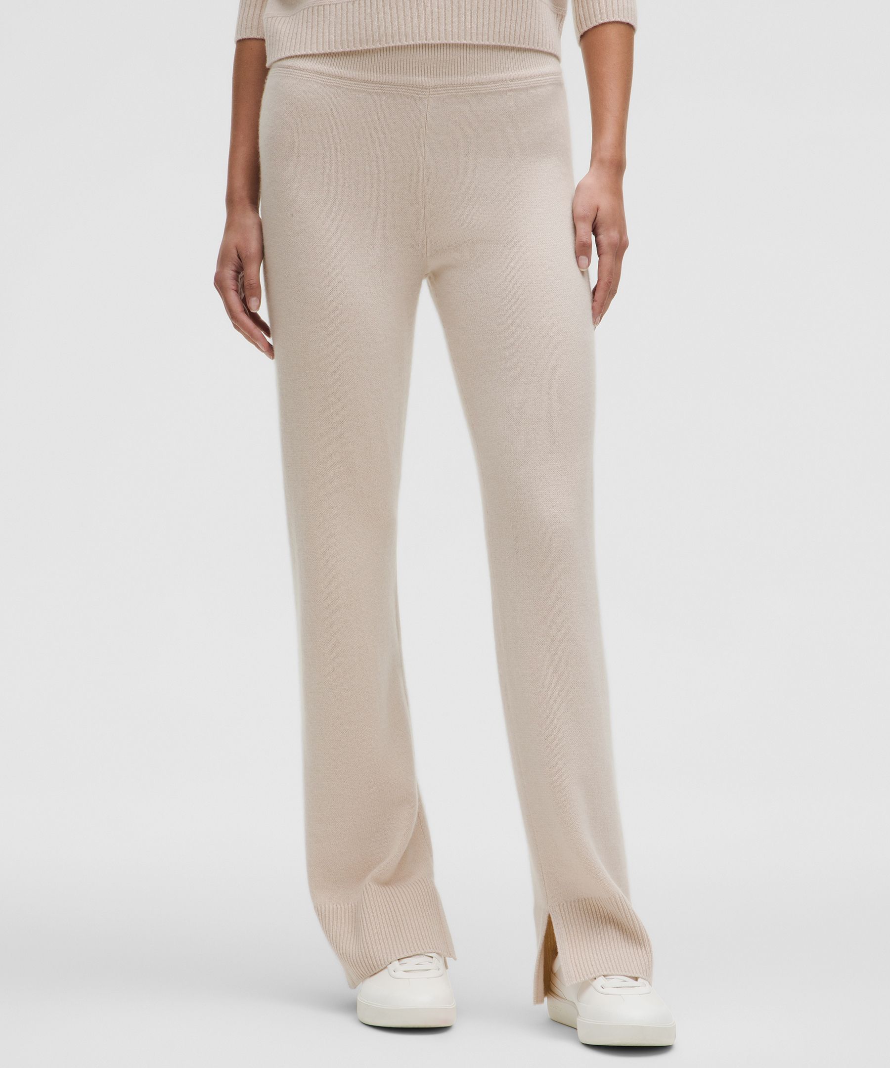 Cashmere Straight Leg Pant - White,Neutral