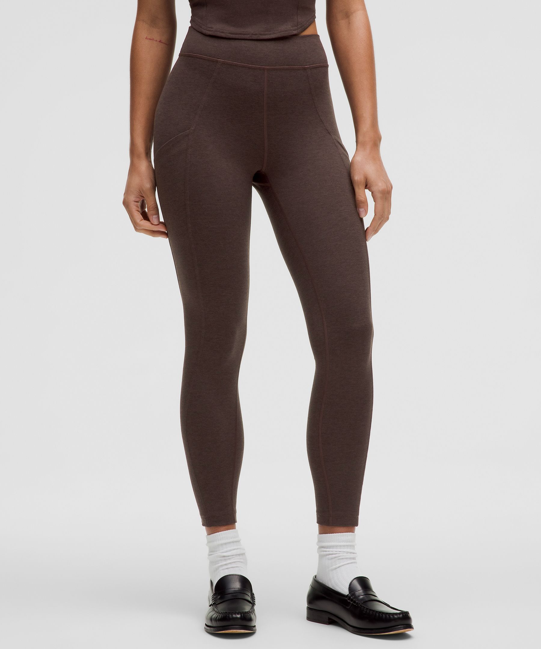 Soft Sueded High-Rise Tight 25" - Brown