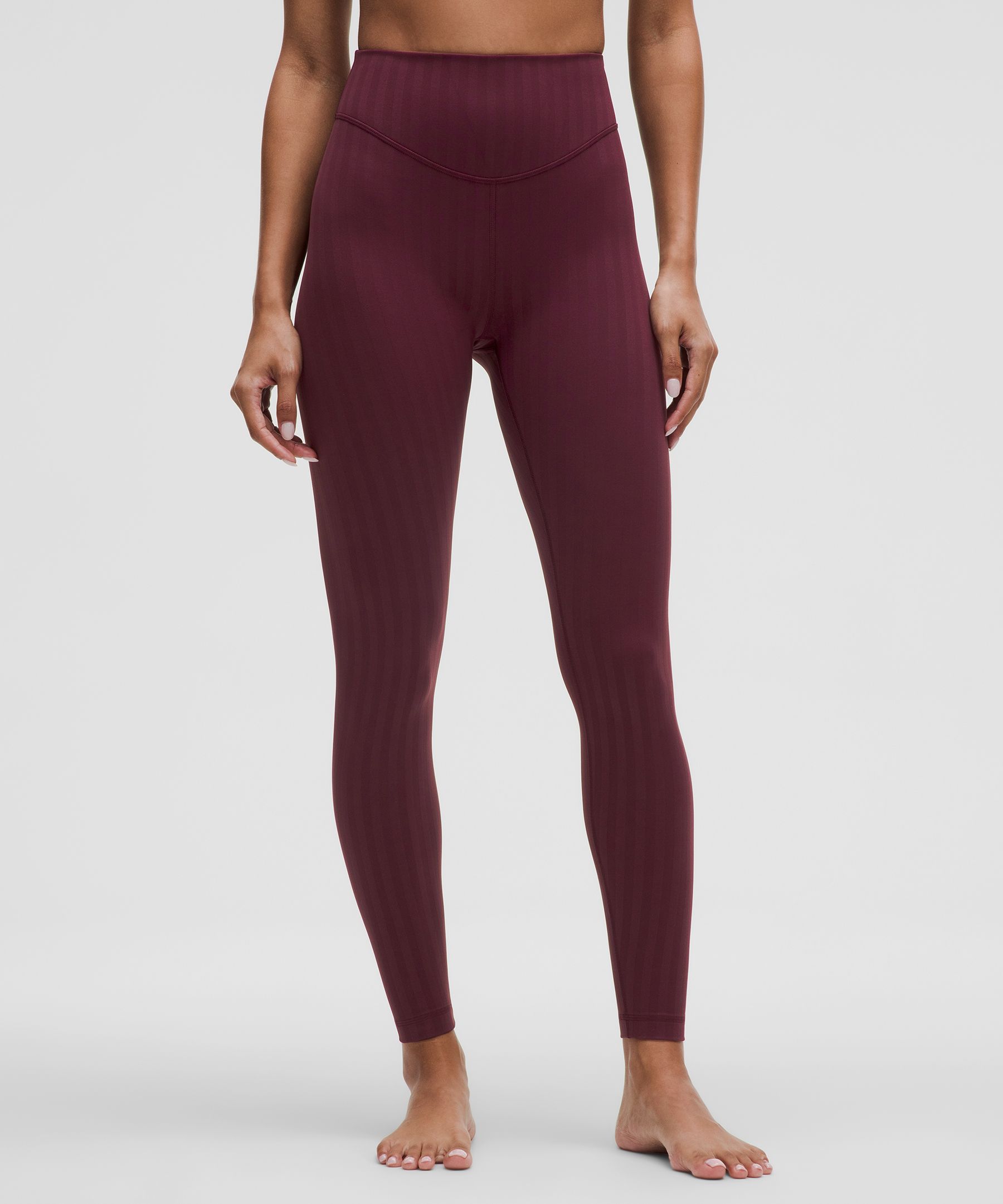 Wunder Under High-Rise Tight 28" Tonal Stripe - Burgundy