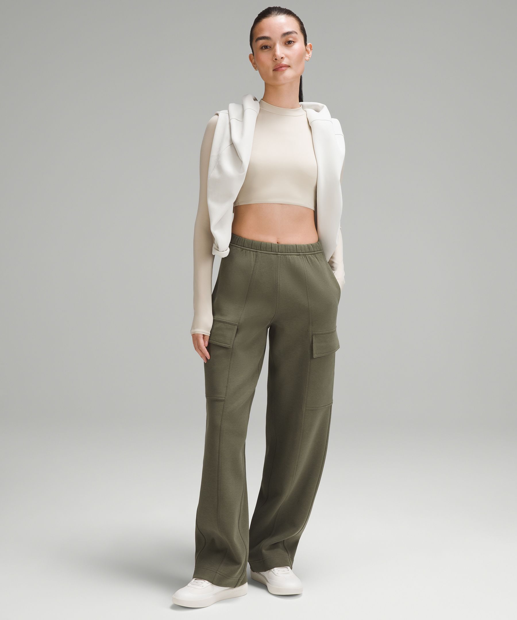 Cotton-Blend Double-Knit Mid-Rise Cargo Pant *Asia Fit