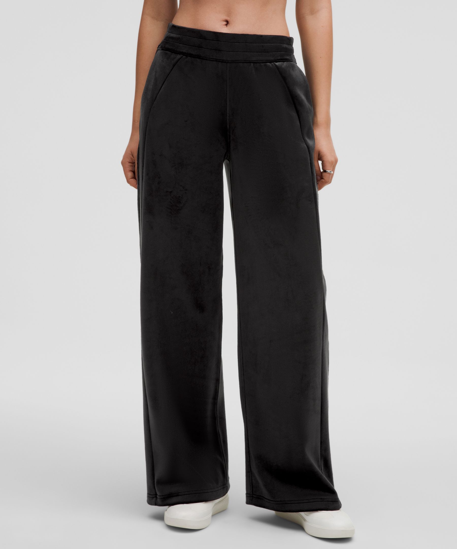 Scuba Mid-Rise Wide-Leg Pant Velvet - Black,Neutral