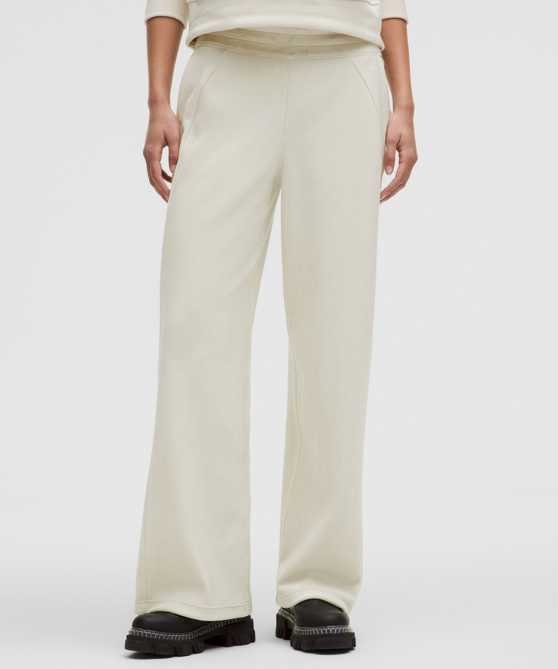 Scuba Mid-Rise Wide-Leg Pant Velvet - White,Neutral