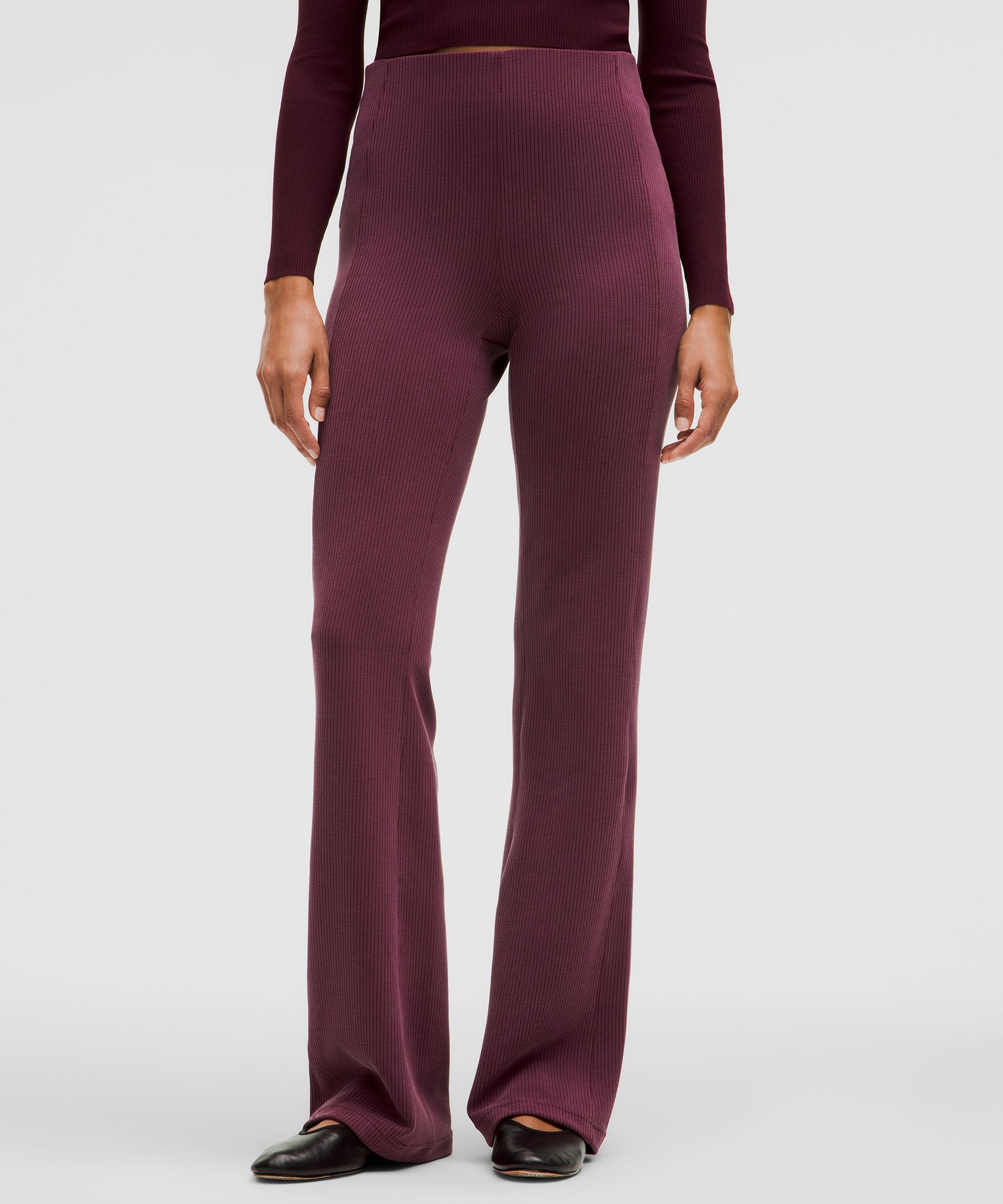 Ribbed Softstreme Flared Pant Regular - Burgundy