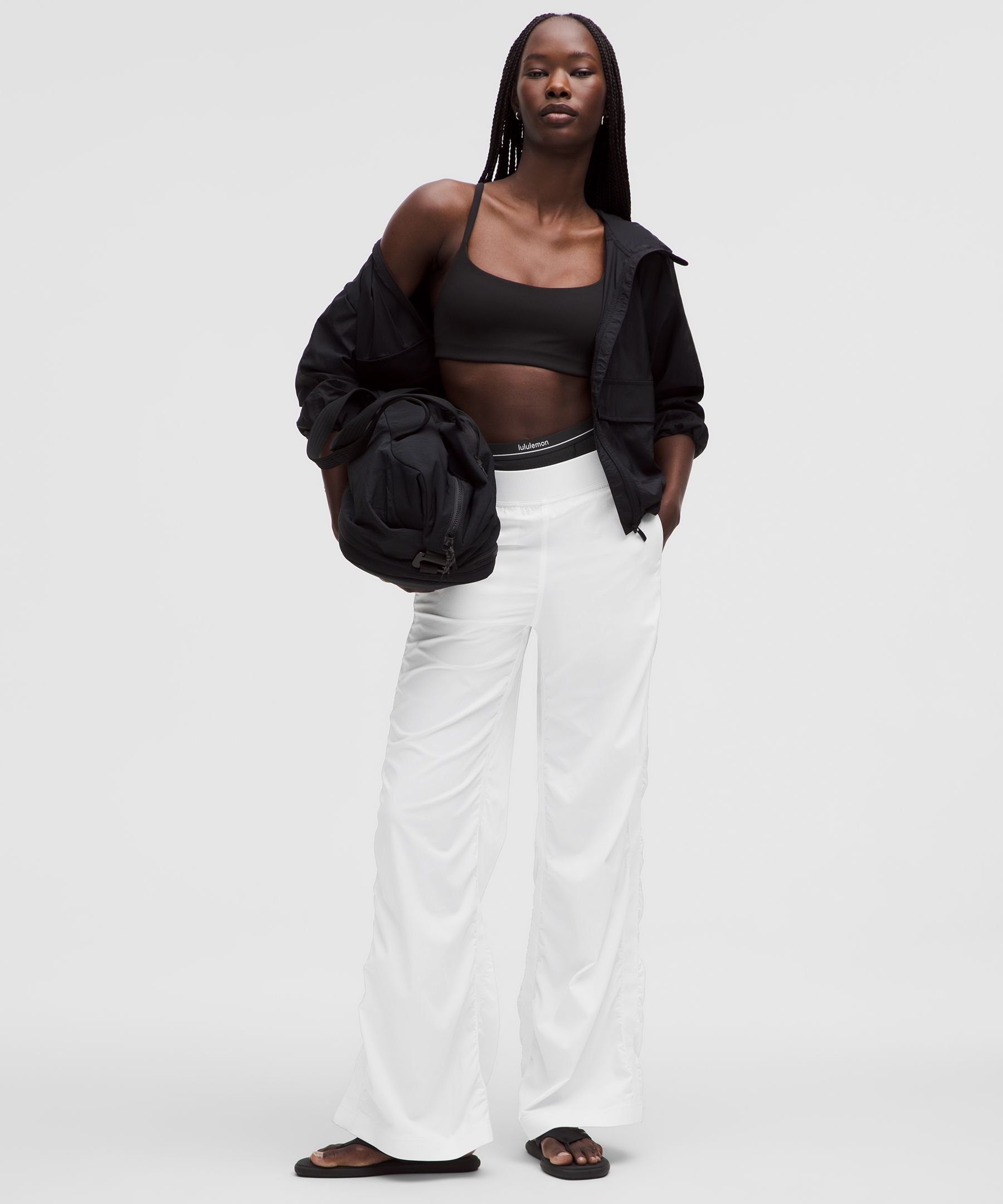 Shop Lululemon Ruched High-rise Wide-leg Pant