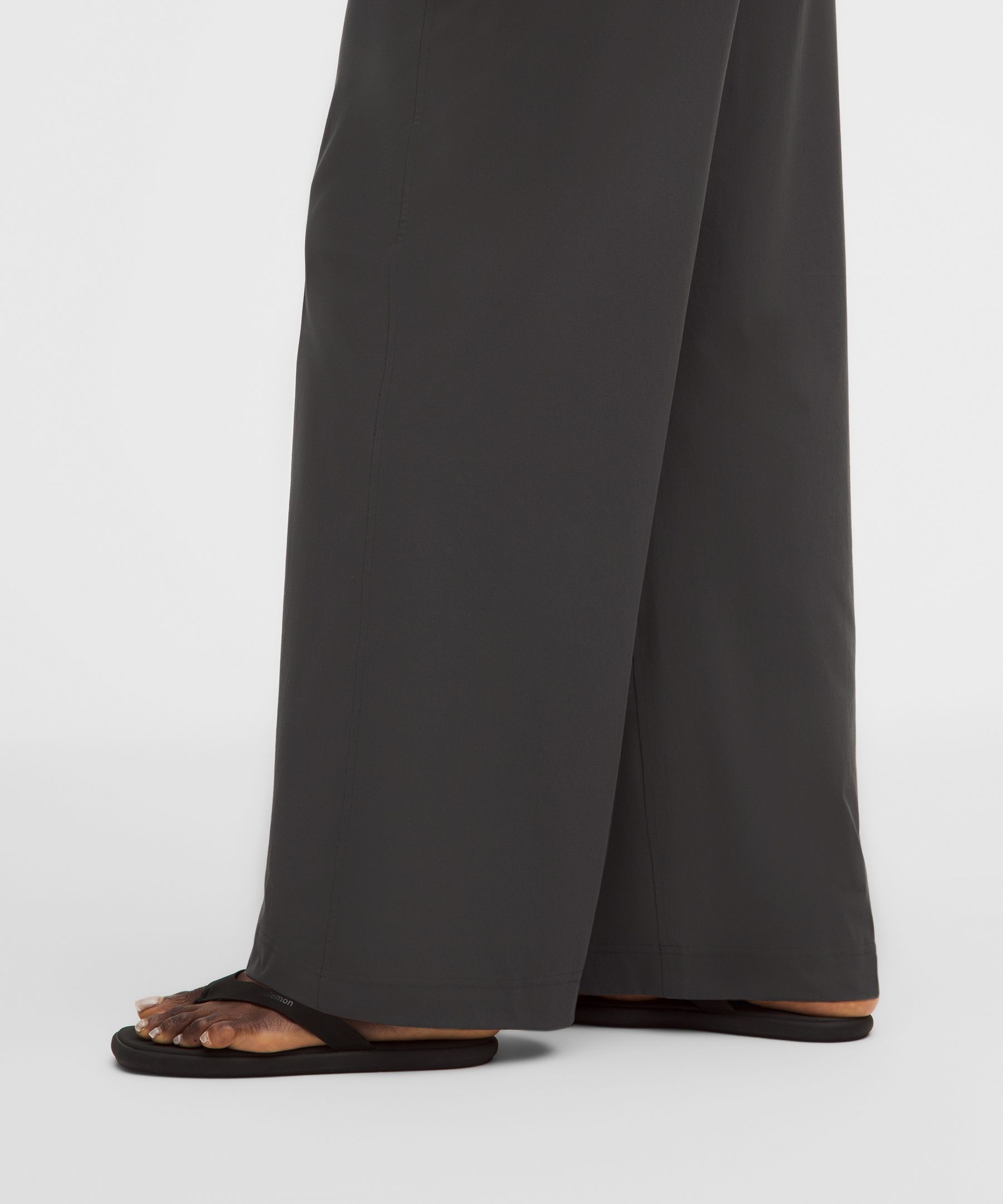 Stretch Woven Ruffle-Waist Wide-Leg Pant