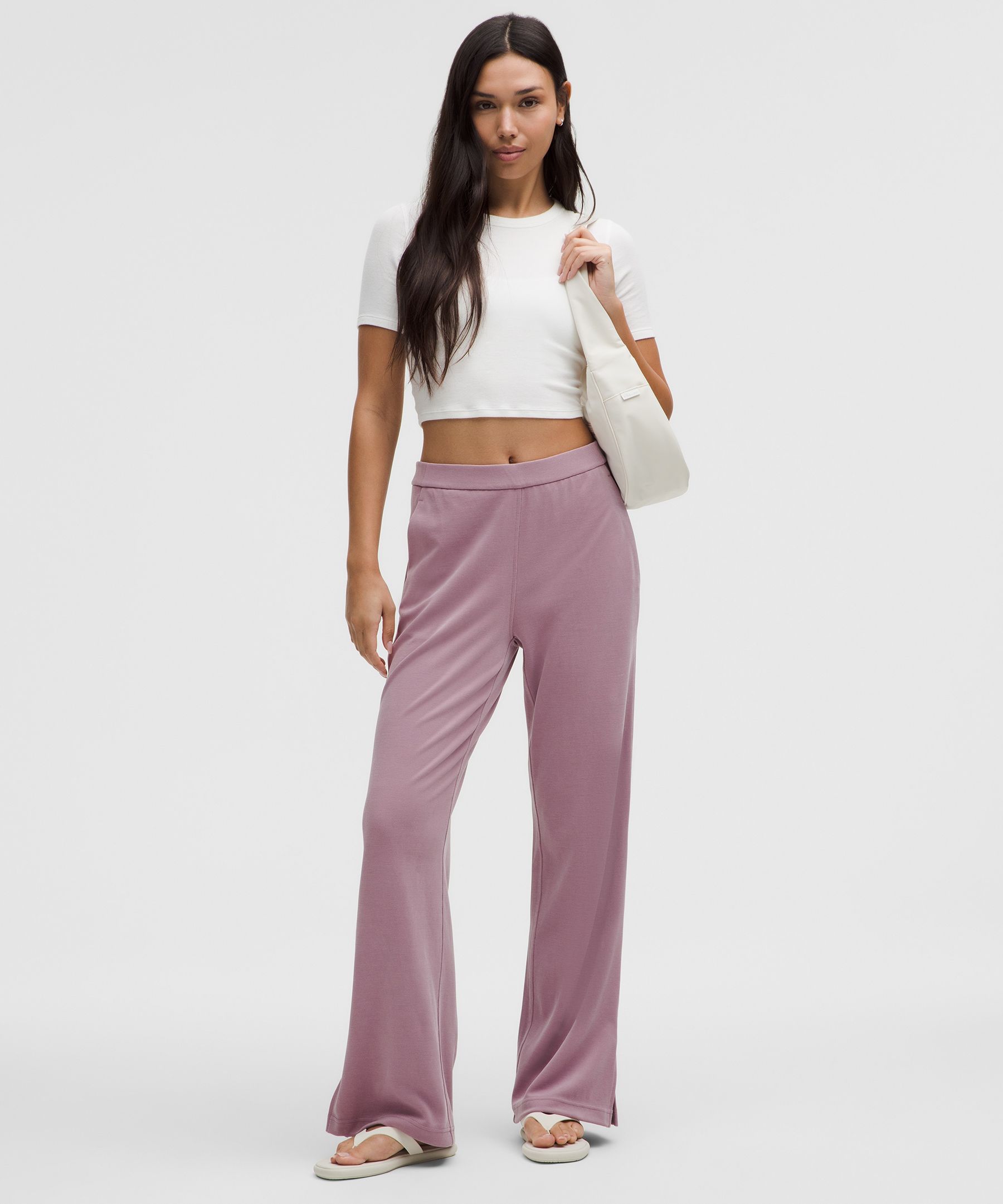 Lululemon Softstreme High-rise Wide-leg Pique Pants Regular