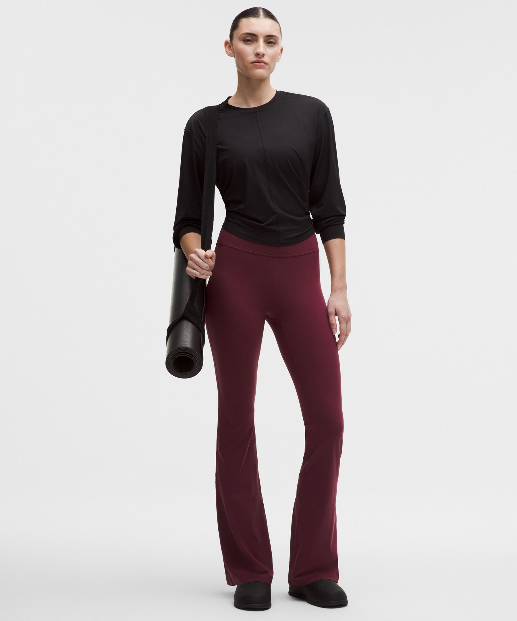 lululemon – Women’s Groove Nulu High-Rise Flared Pants Short – Color Burgundy/Red – Size 18