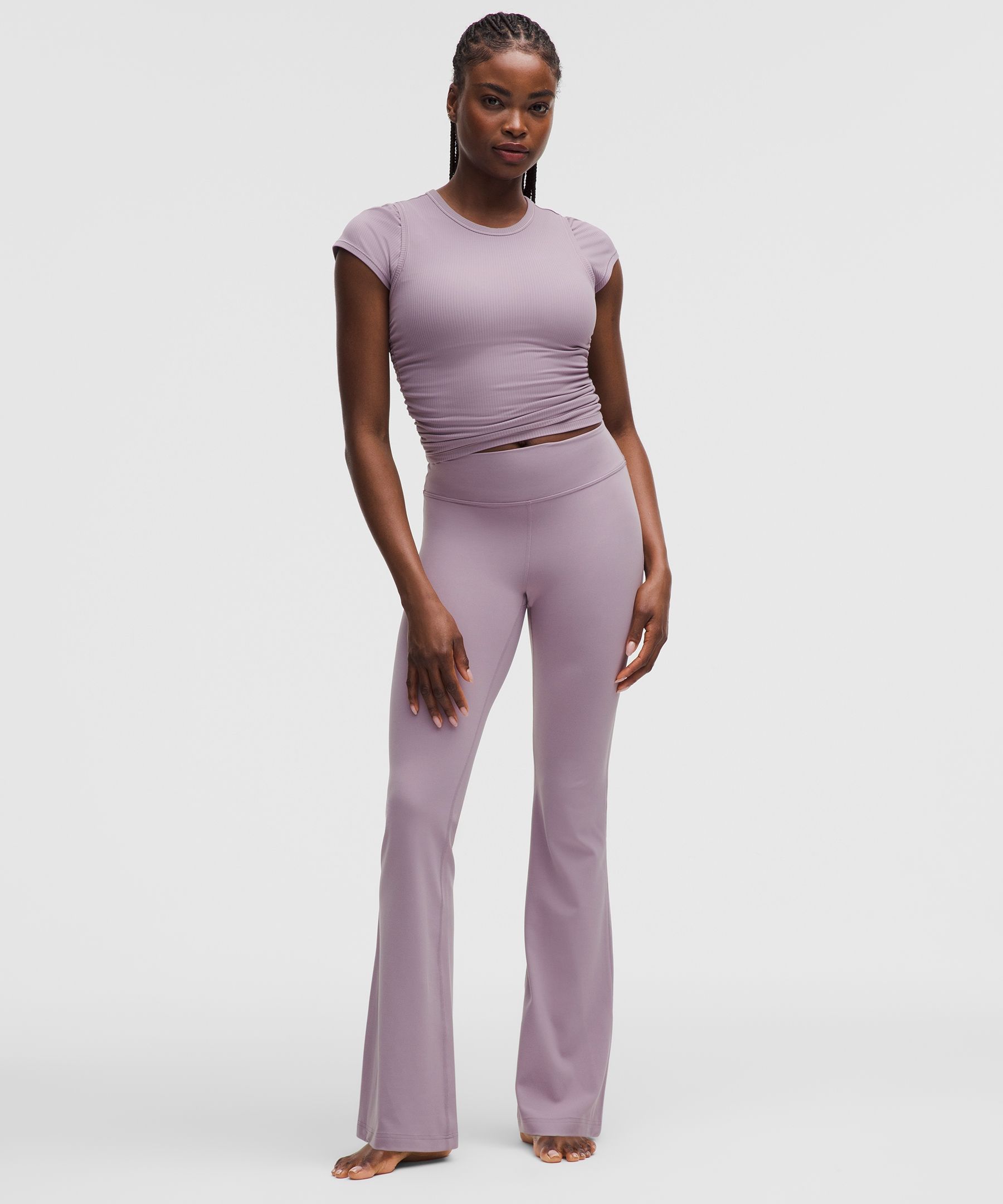 lululemon – Women’s Groove Nulu High-Rise Flared Pants Short – Color Purple/Pastel – Size 8