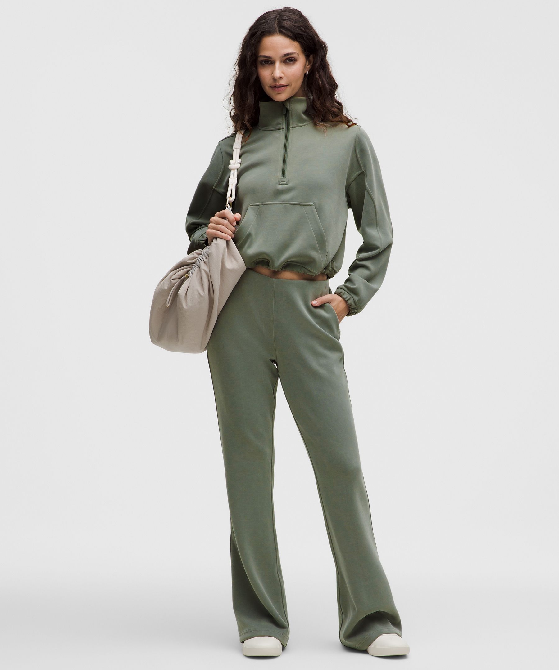 lululemon Flare Leggings Brushed Softstreme Mid-Rise Flared Pant Regular Women's - Willow Leaf, Size XL