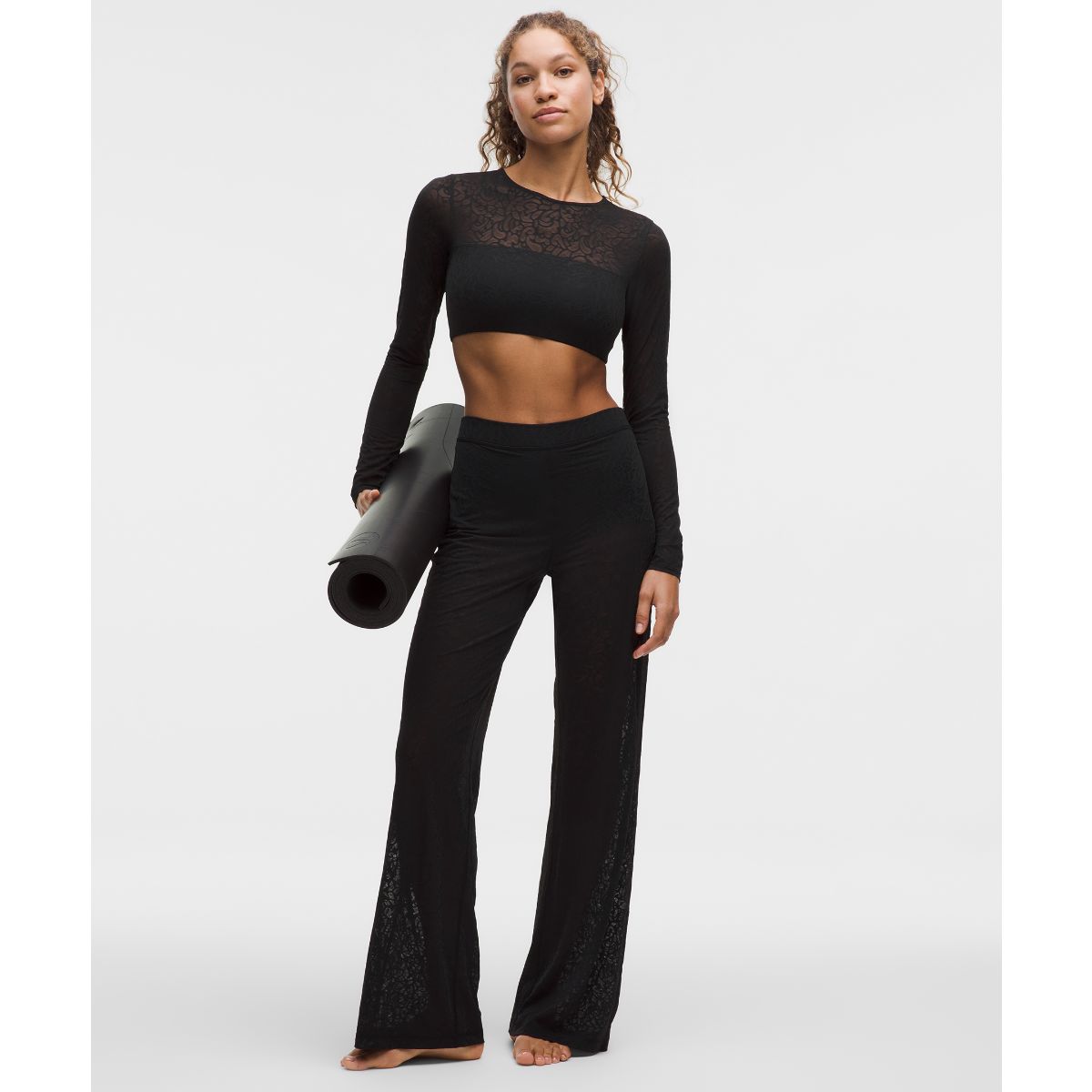 Paisley Lace Jacquard High-Rise Flared Pants
