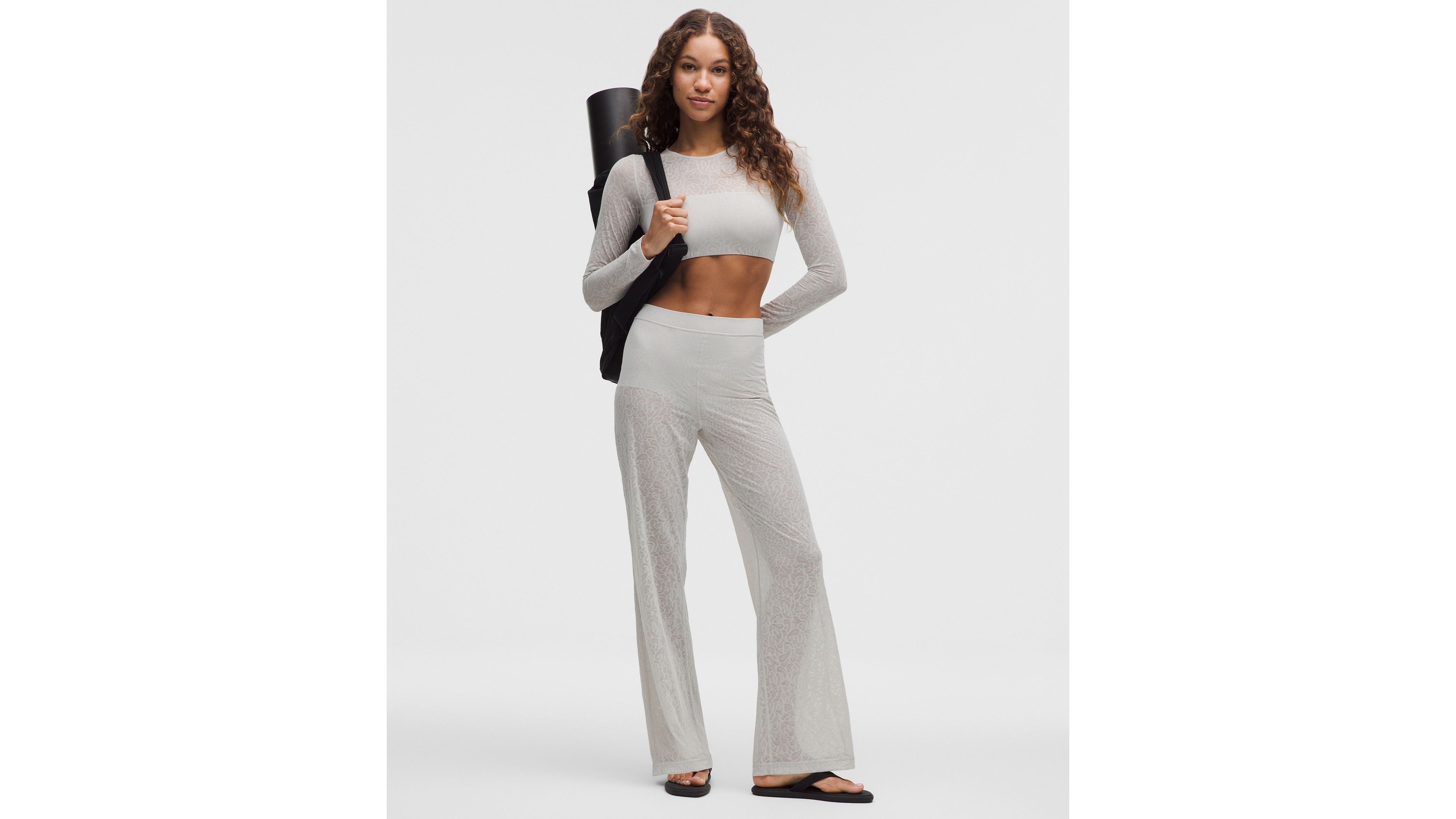 Paisley Lace Jacquard High-Rise Flared Pant