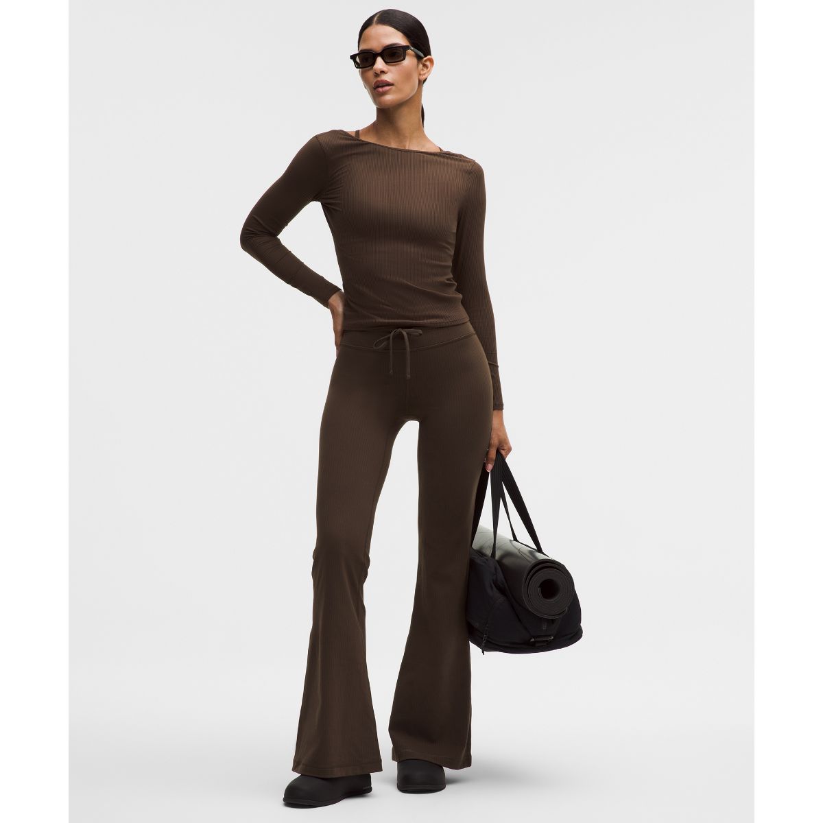 Groove High-Rise Ribbed Wide-Flare Pants