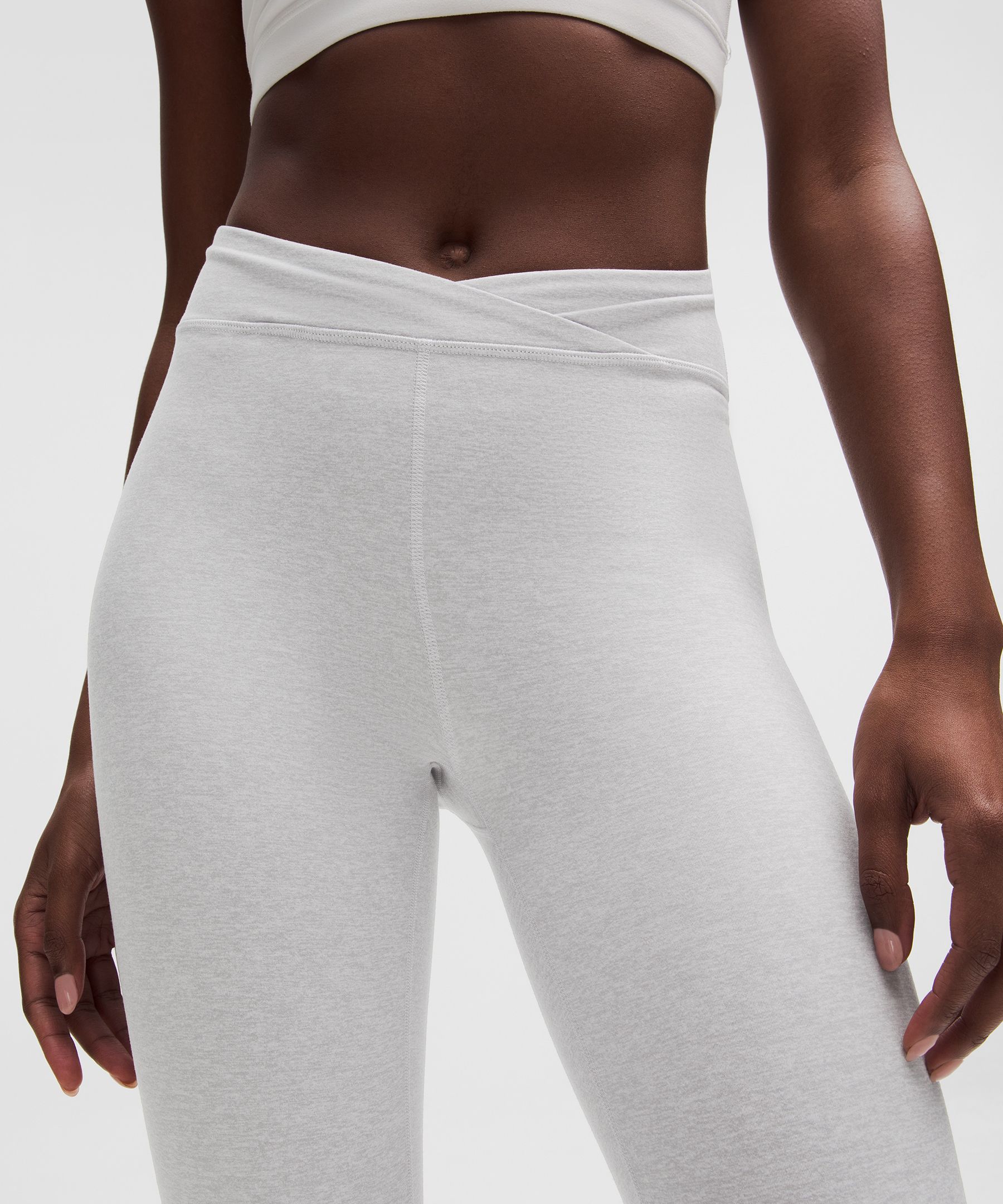 lululemon – Women's Softy Suedey Cross-Waist Tight Leggings – 25" – Color White/Grey – Size 12