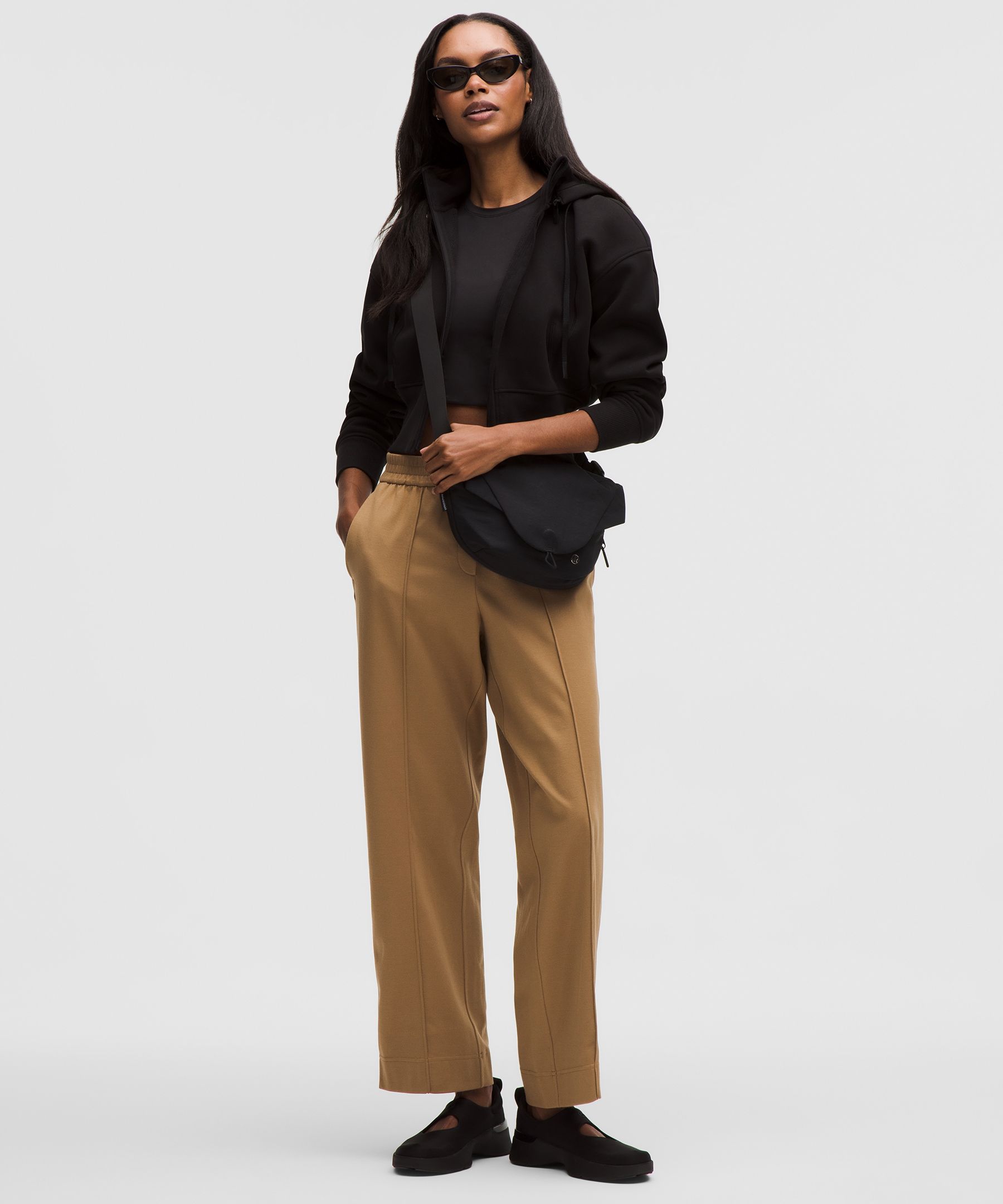 Brushed Twill Mid-Rise Straight-Leg Pant