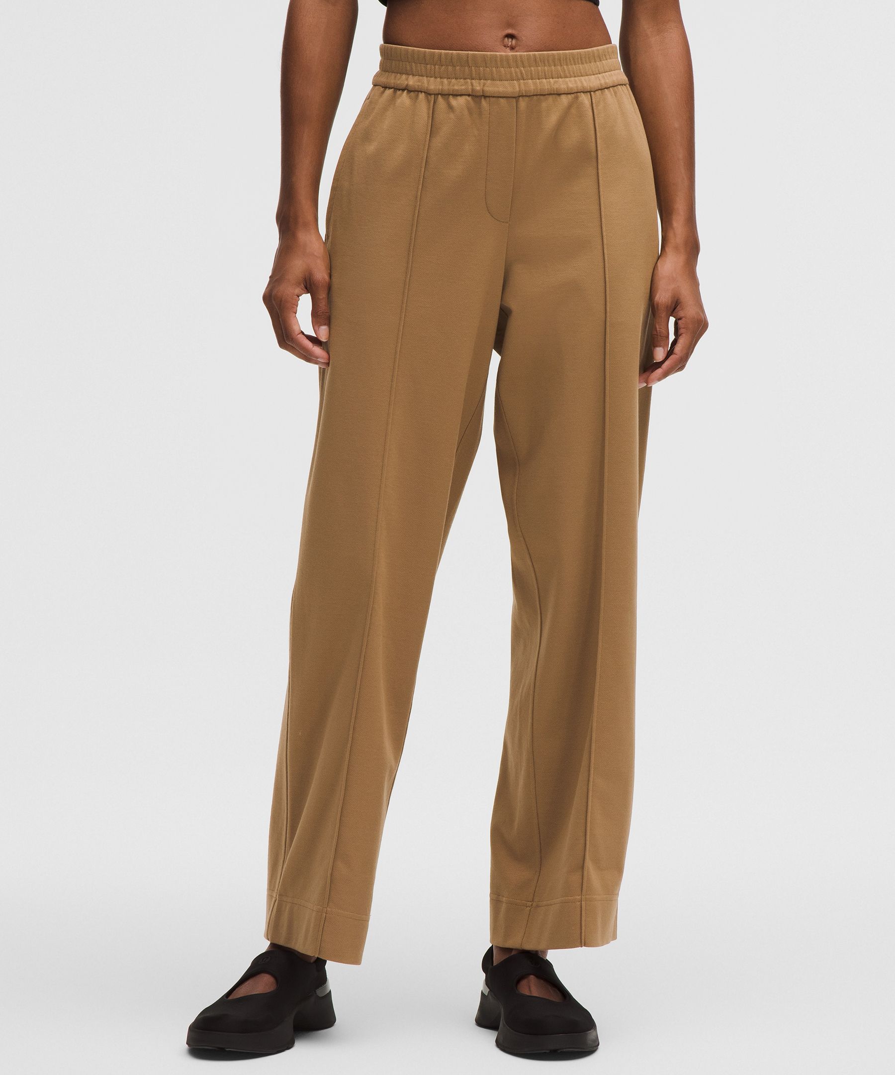 Brushed Twill Mid-Rise Straight-Leg Pant