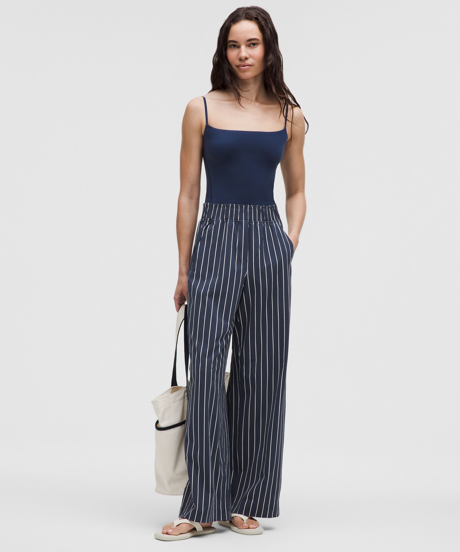 Shop Lululemon Stretch Woven Ruffle-waist Wide-leg Pant