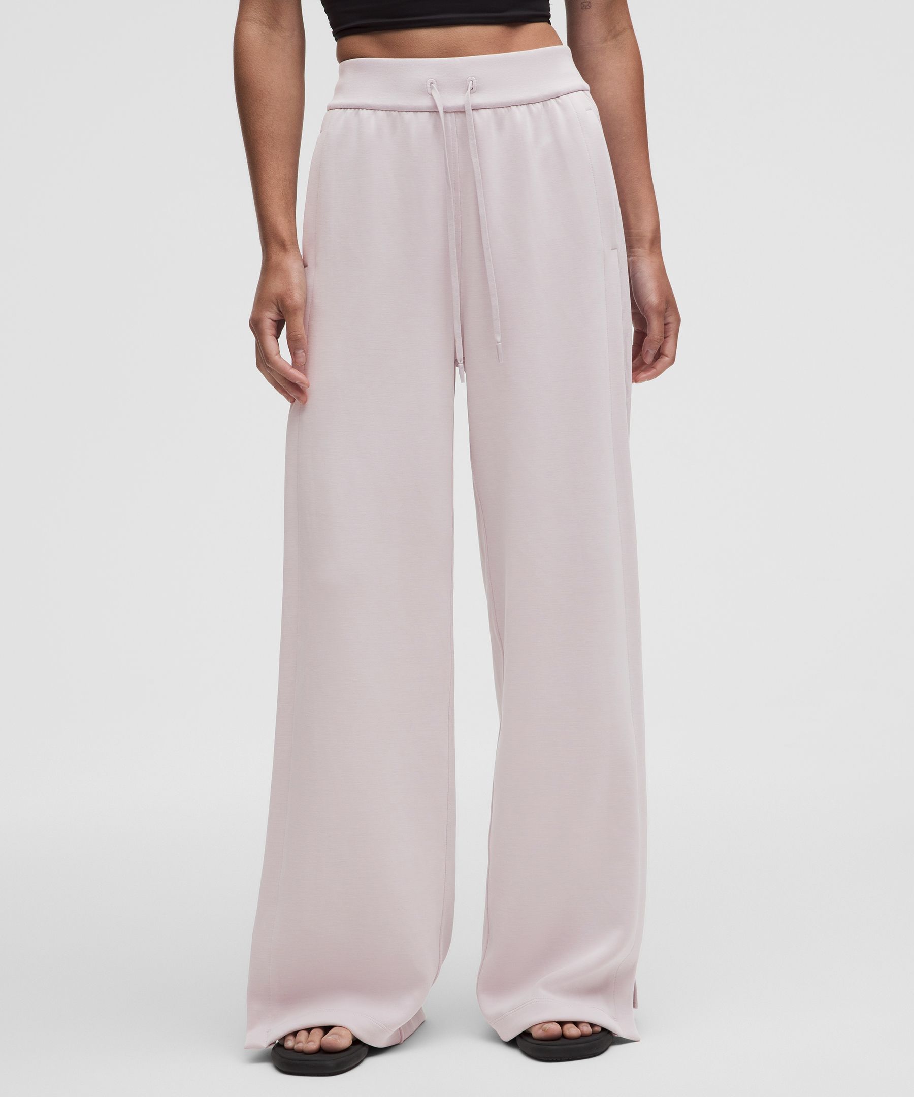 Contrast-Ribbed Softstreme High-Rise Wide-Leg Pants *Asia Fit