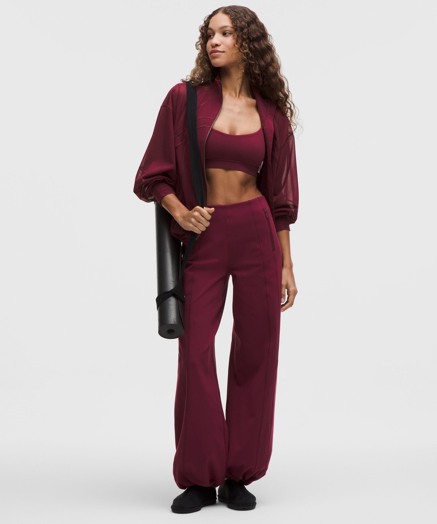 Define High-Rise Wide-Leg Pant  - Burgundy