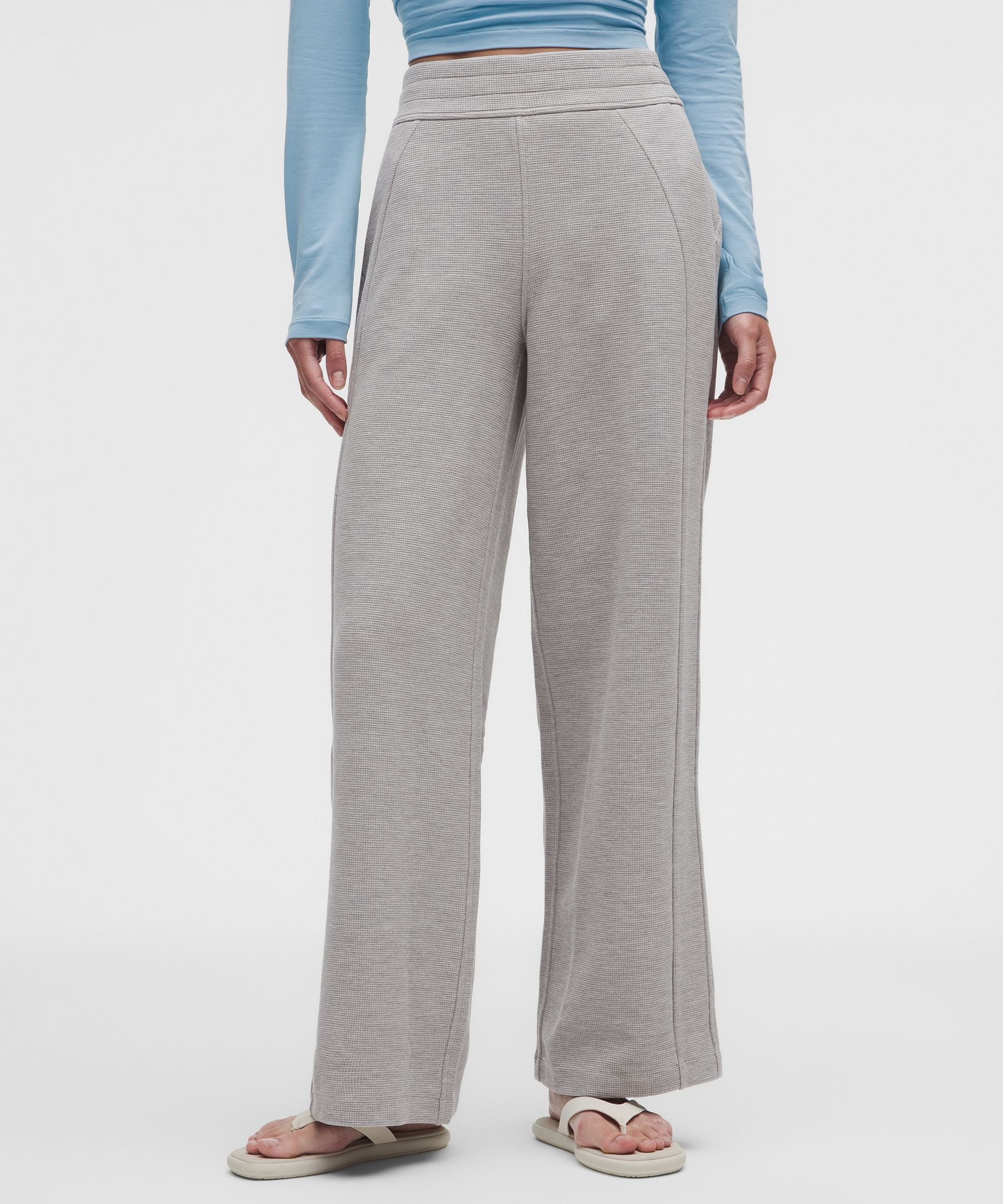 Scuba Mid-Rise Wide-Leg Pants Waffle *Asia Fit