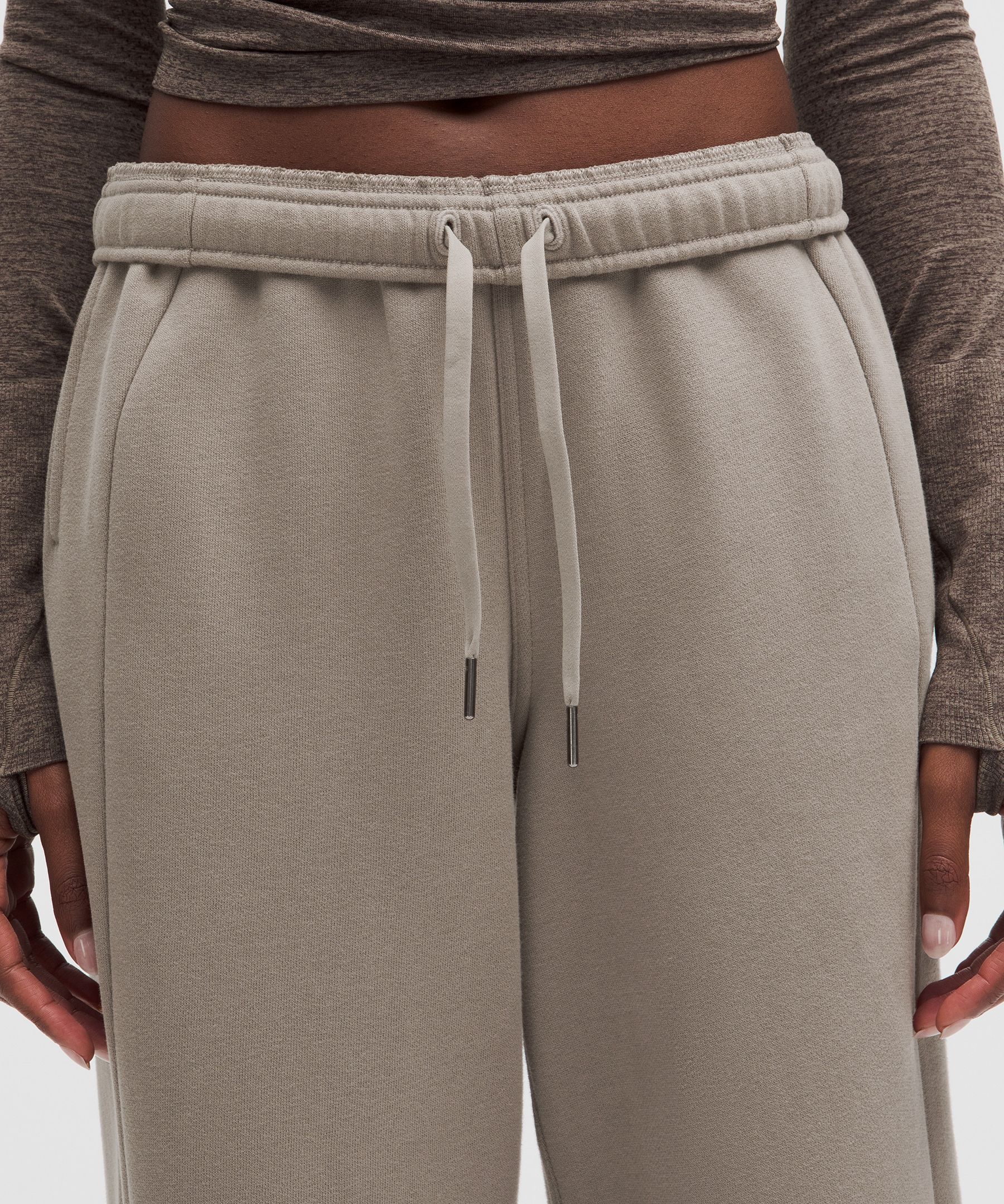 Lululemon Scuba Mid-rise Wide-leg Pant Gathered Waistband In Gray