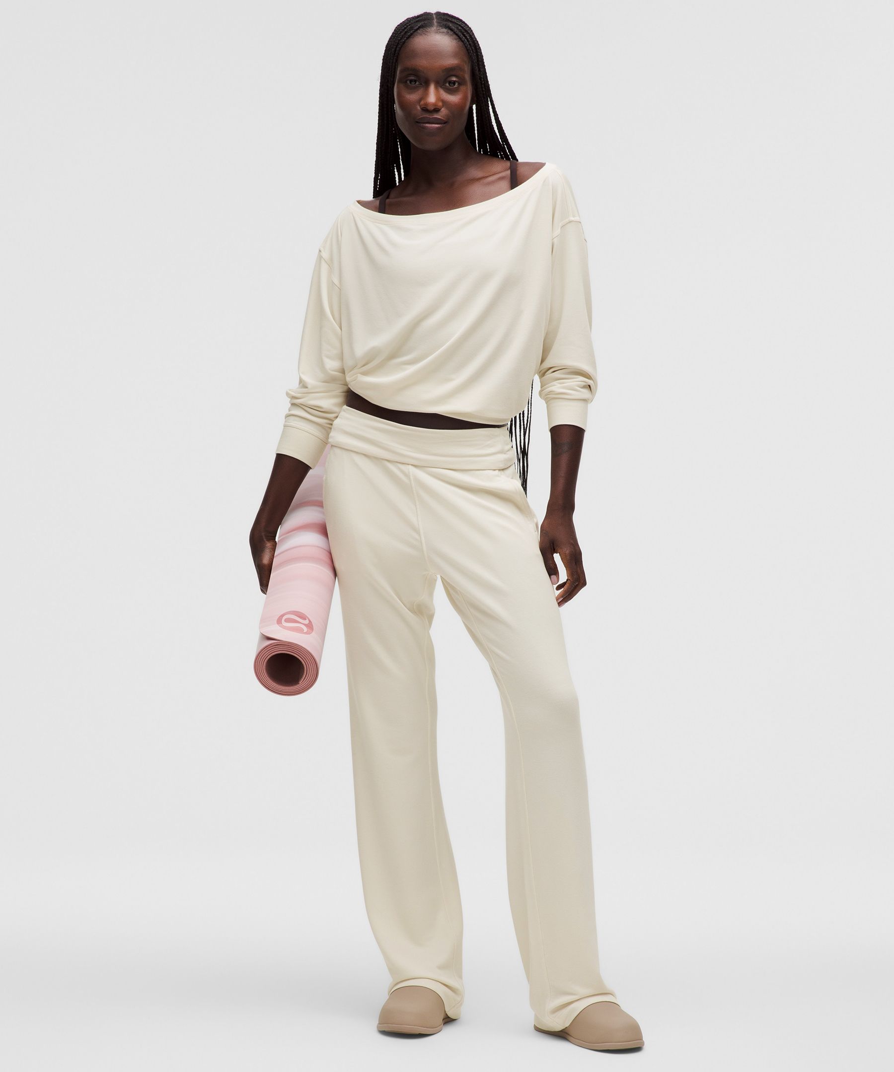 Lululemon Becalm Mid-rise Flared Pant In White