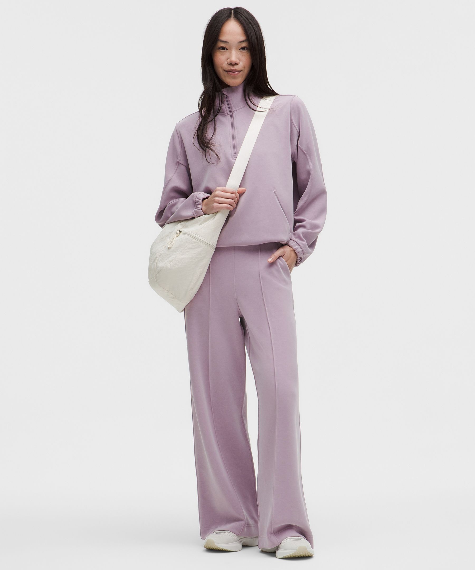起毛加工Softstreme ピンタックワイドレッグパンツ *アジアフィット
