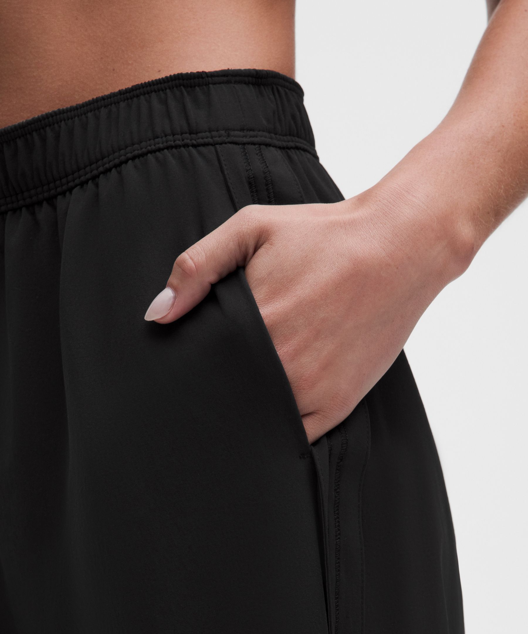 Stretch Woven ハイライズ ワイドレッグクロップパンツ