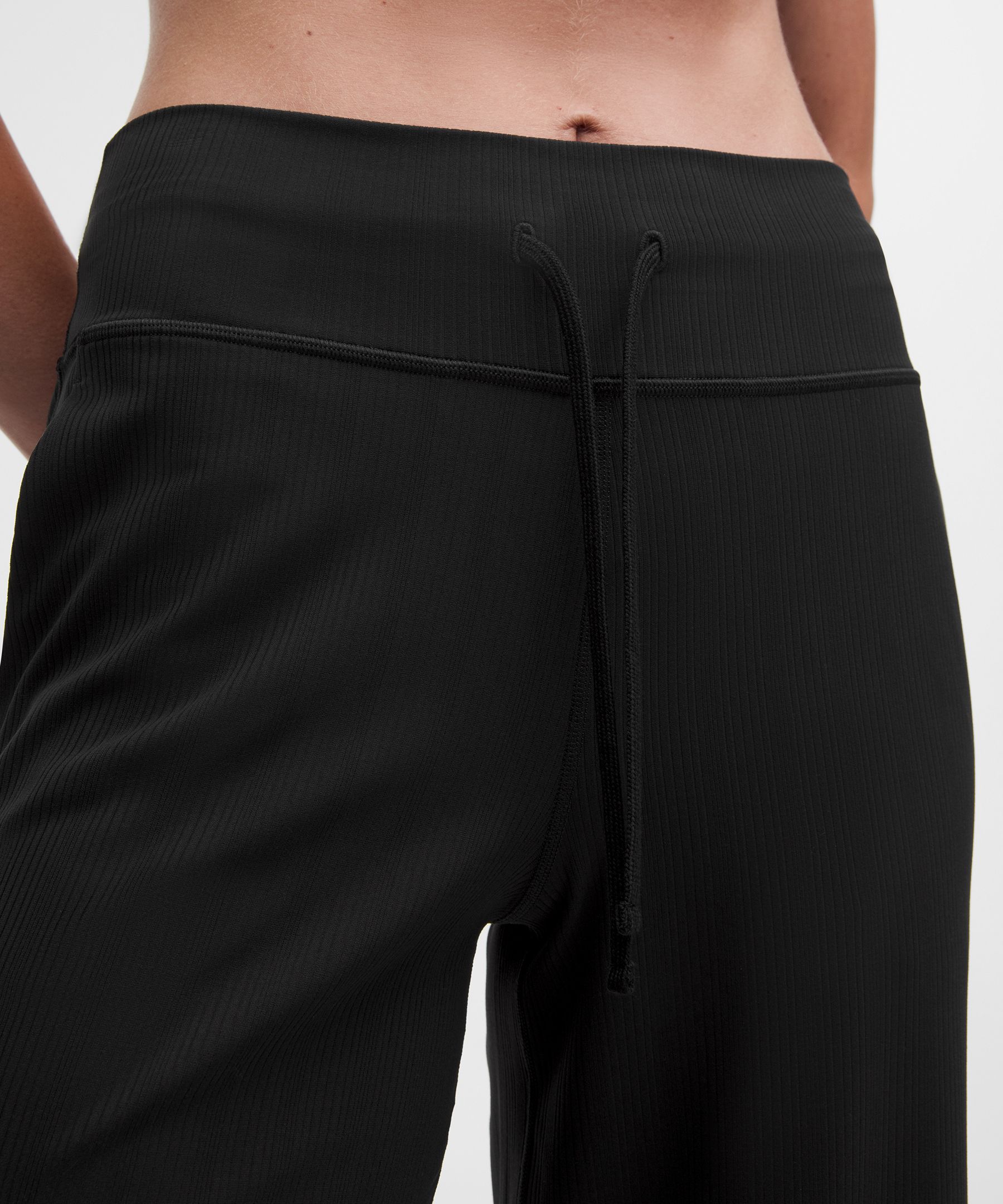 Groove High-Rise Mixed-Rib Wide-Leg Pant