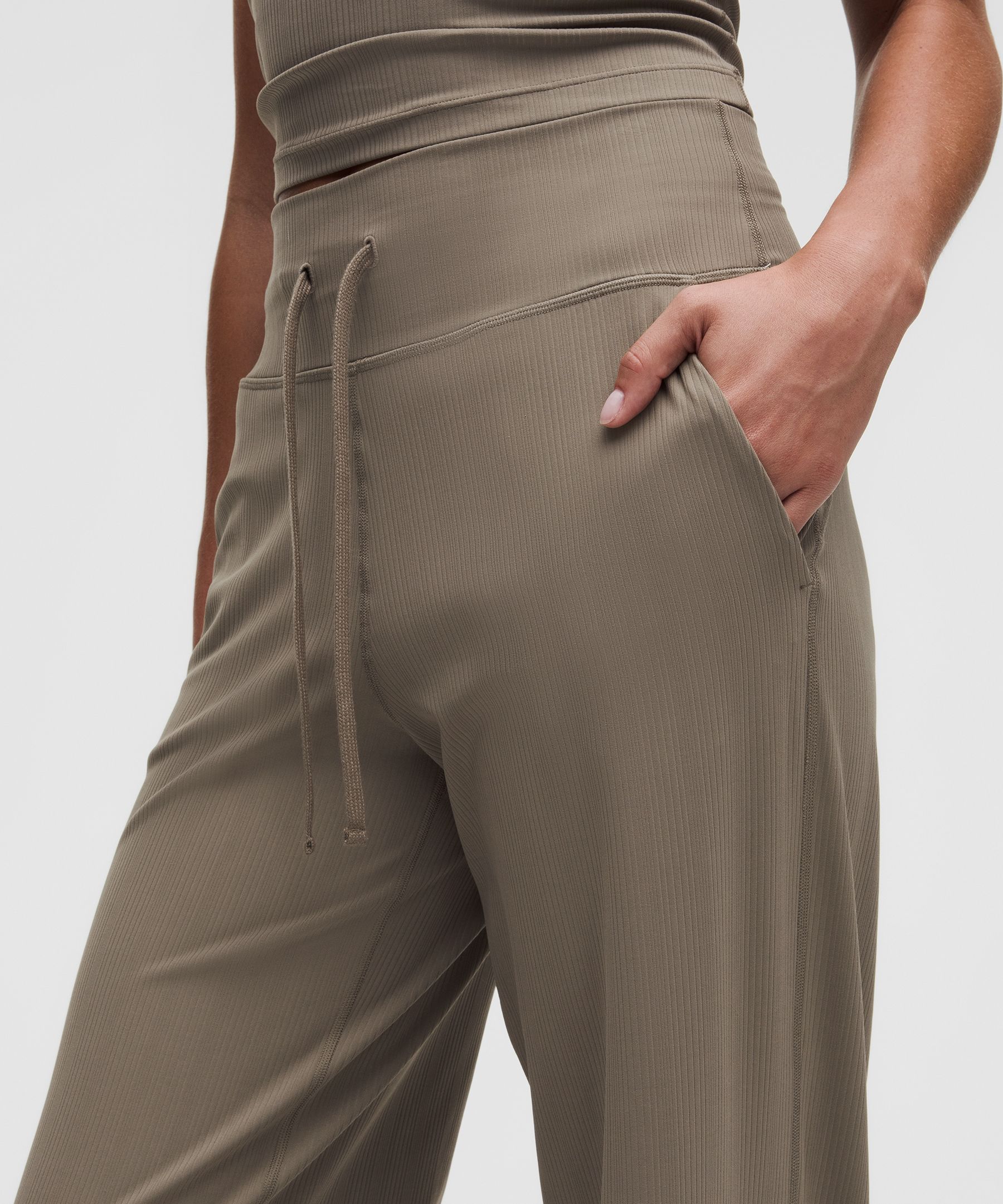 Groove High-Rise Mixed-Rib Wide-Leg Pant