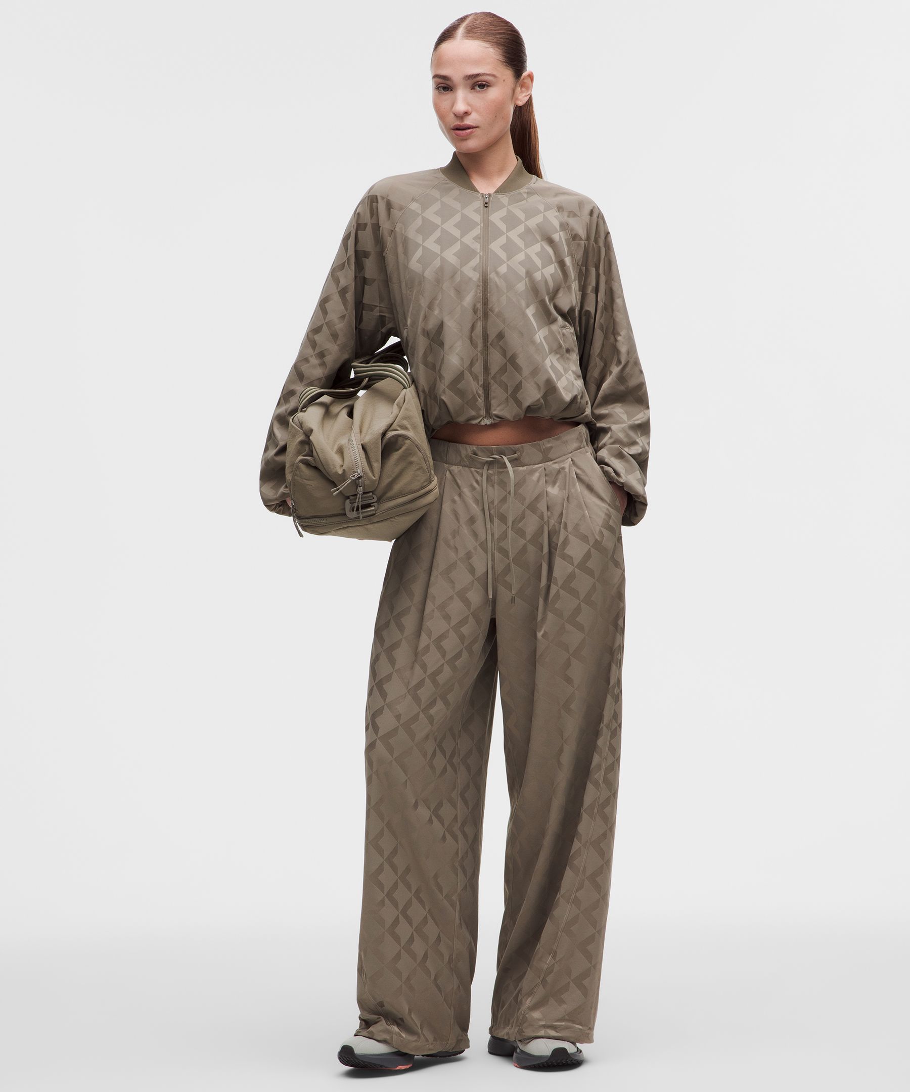 Monogram Satin Mid-Rise Track Pant