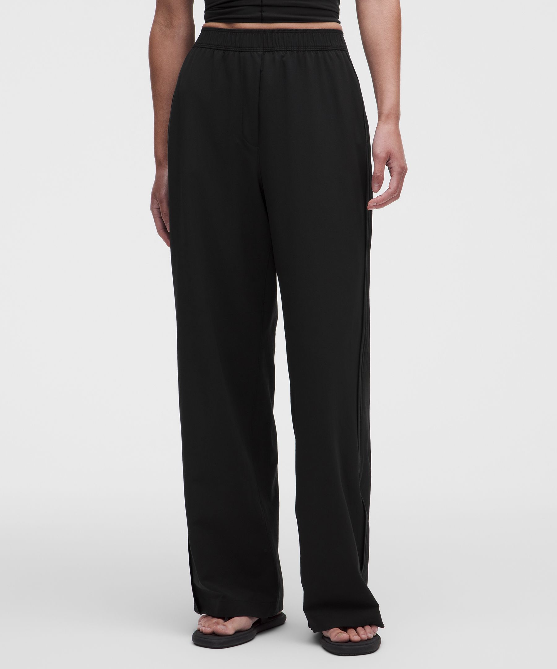 Stretch Woven ハイライズ ワイドレッグパンツ *アジアフィット