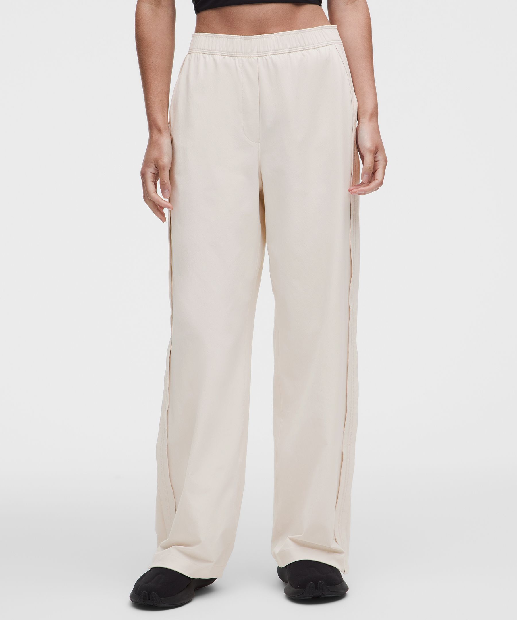 Stretch Woven ハイライズ ワイドレッグパンツ *アジアフィット