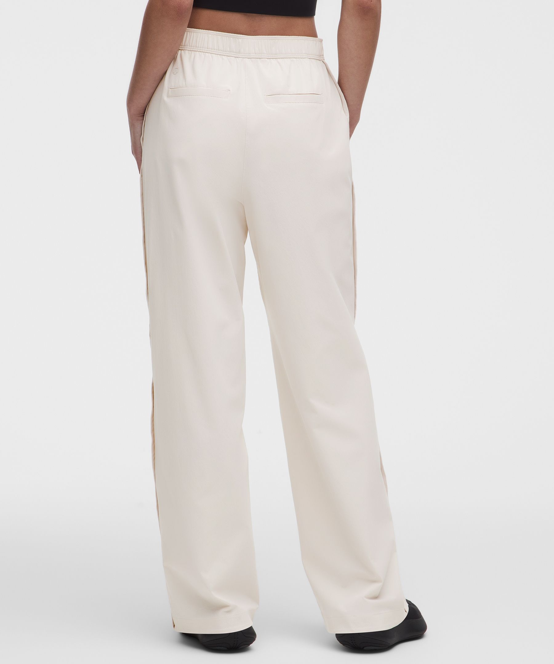 Stretch Woven ハイライズ ワイドレッグパンツ *アジアフィット