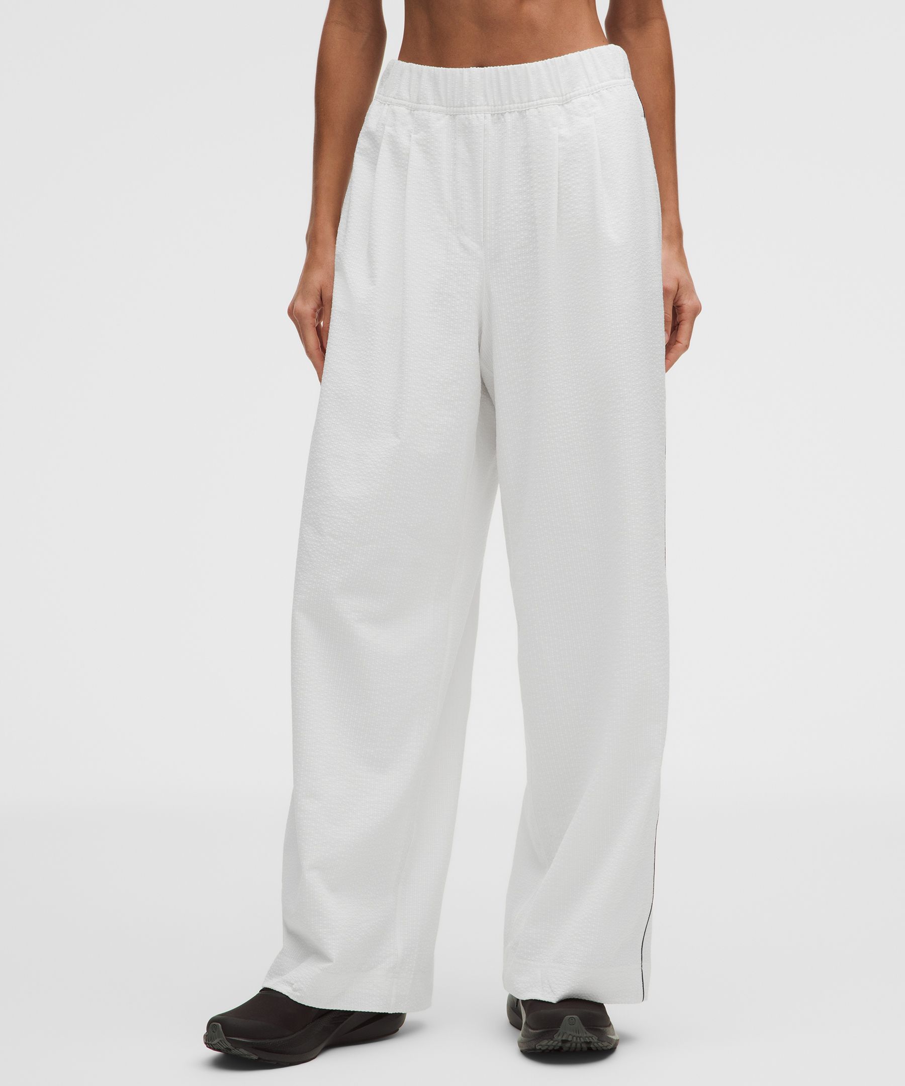 Pantalon plissé taille haute en crépon de coton WovenAir™
