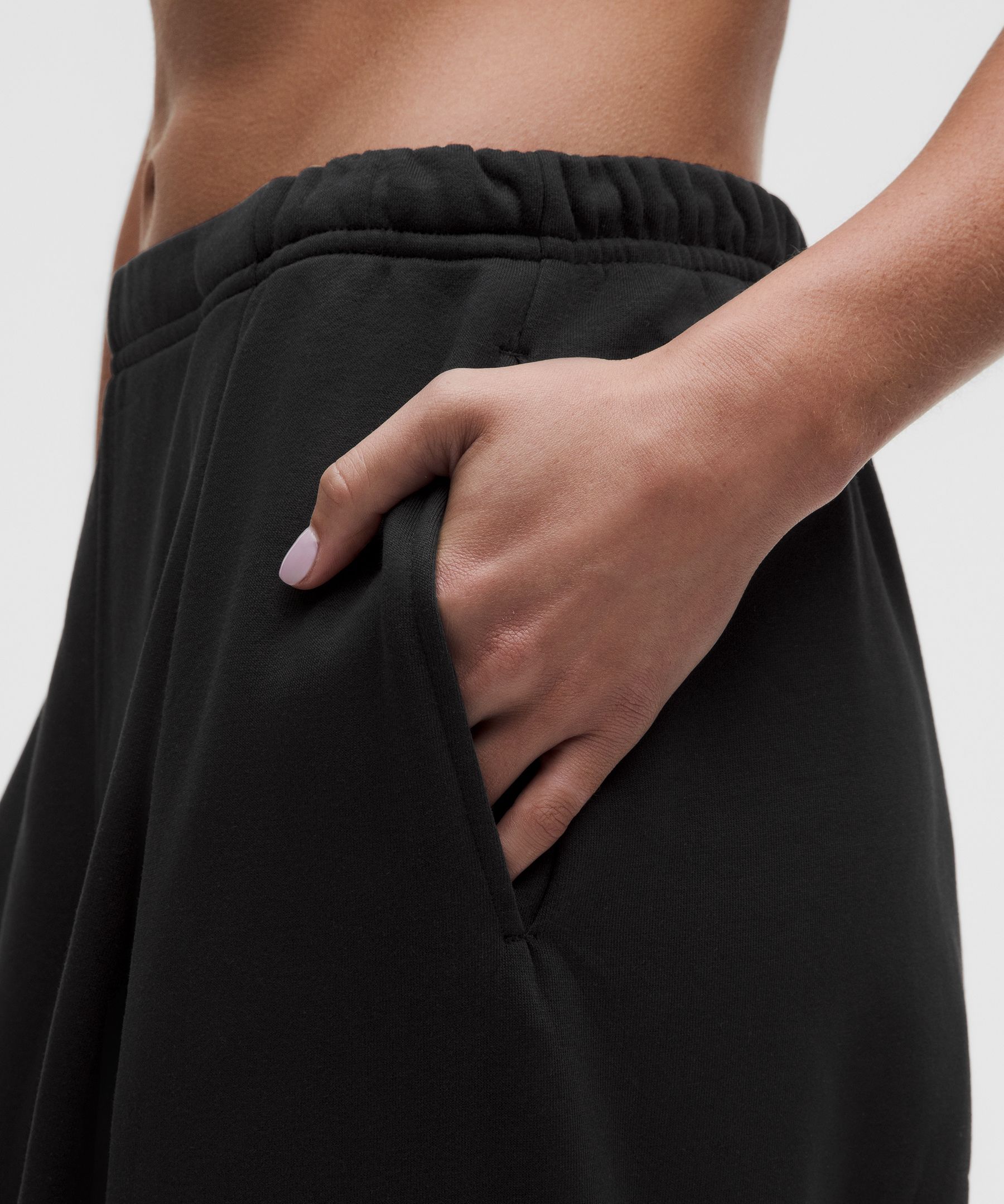 French Terry Mid-Rise Wide-Leg Pant