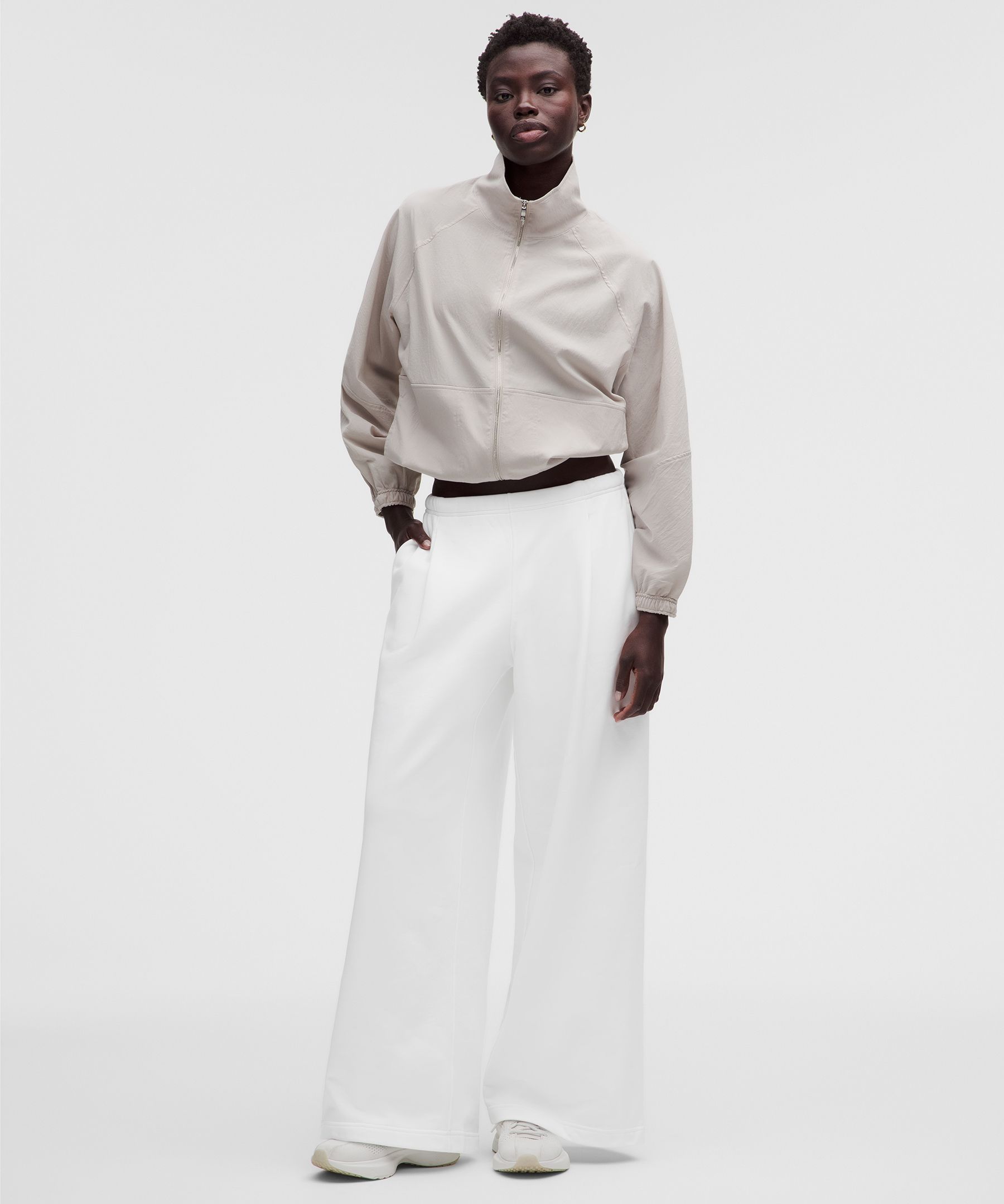 French Terry Mid-Rise Wide-Leg Pant