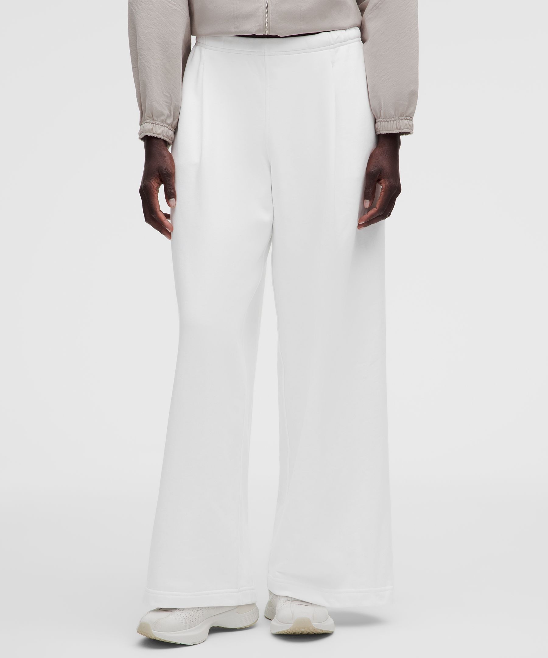 French Terry Mid-Rise Wide-Leg Pant