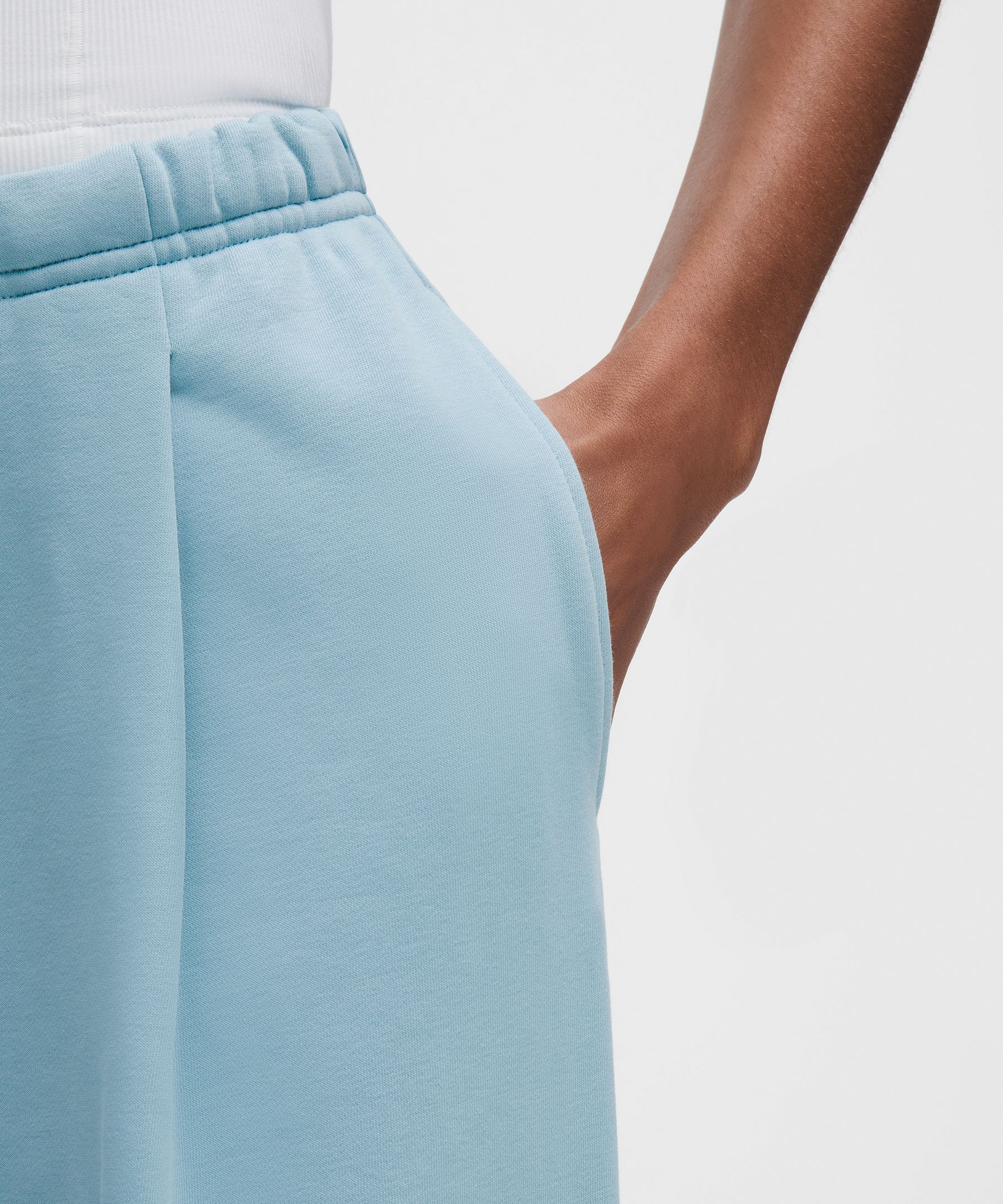 French Terry Mid-Rise Wide-Leg Pant